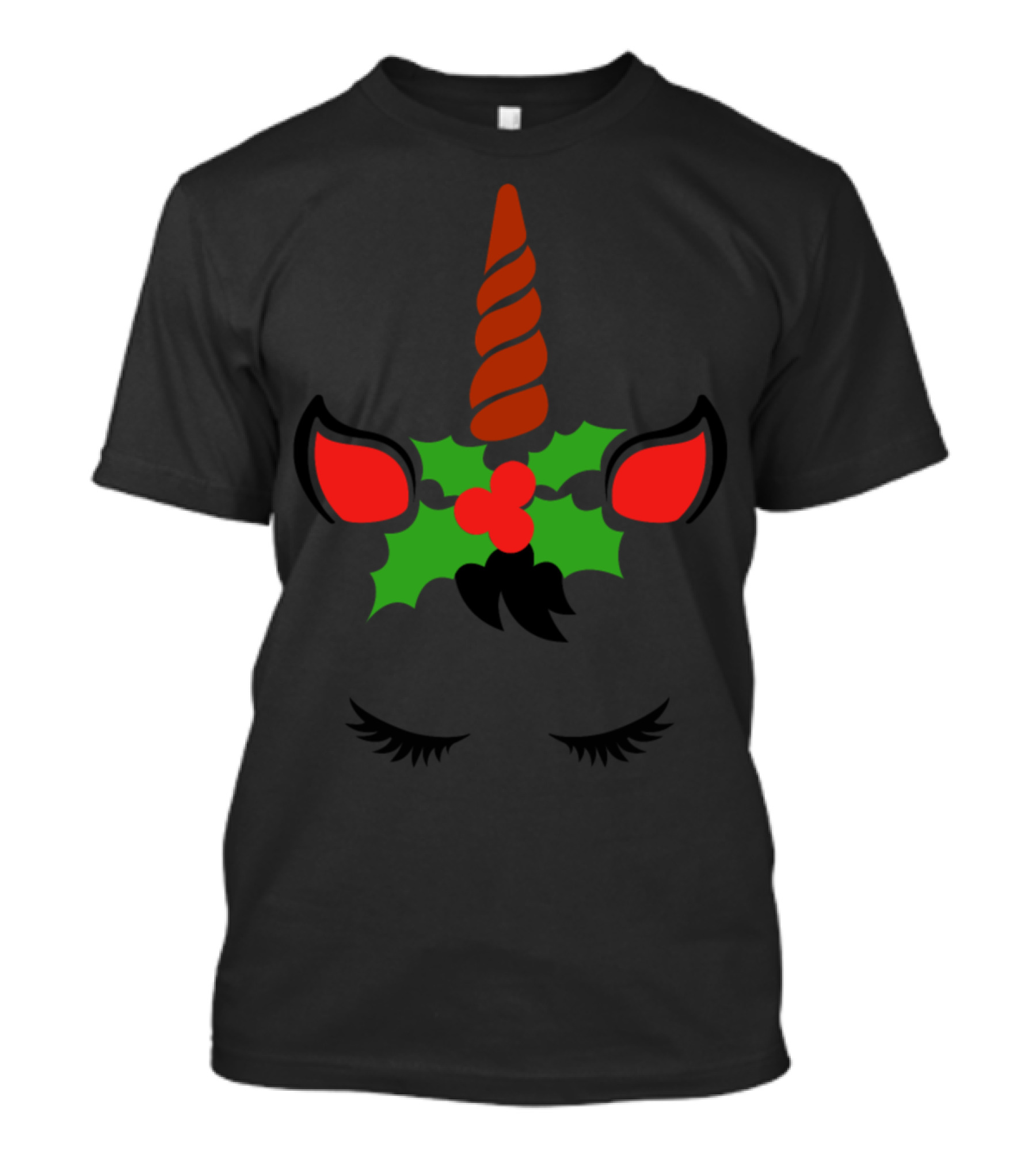 Merry Christmas Einhorn Unicorn With Holly And Red Festive Accents T-Shirt