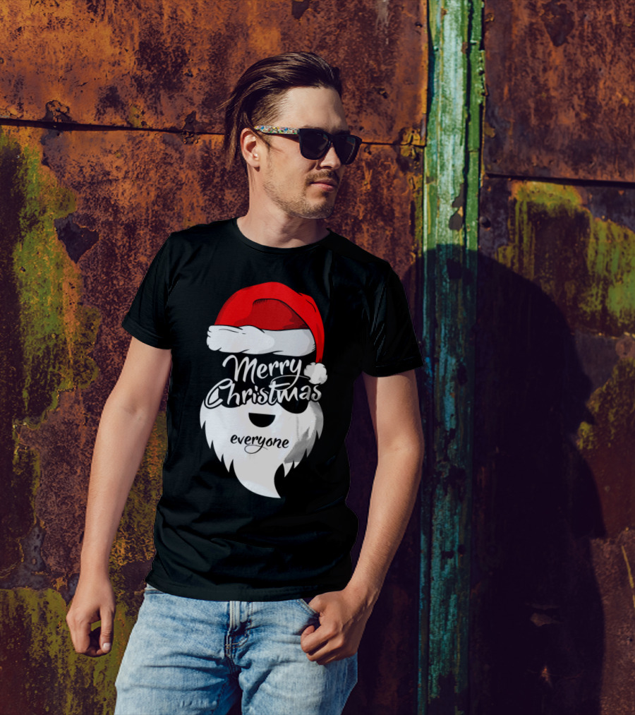 Merry Christmas Everyone Santa Hat Beard T-Shirt