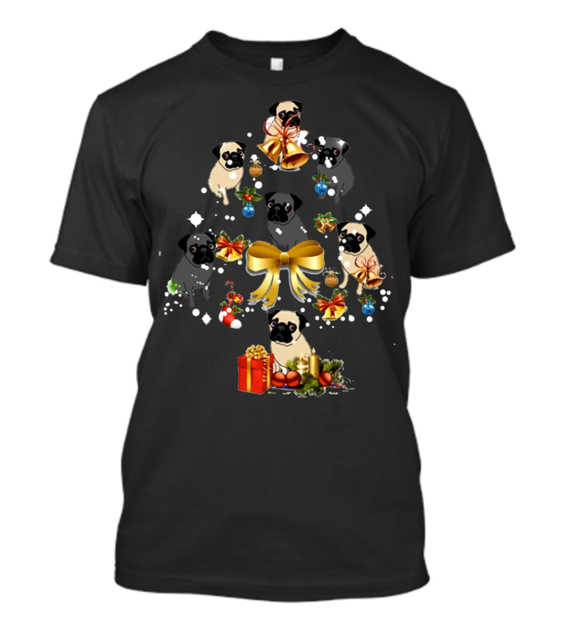 Merry Christmas Ladies Dog Pug Tree Ornaments Gifts T-Shirt
