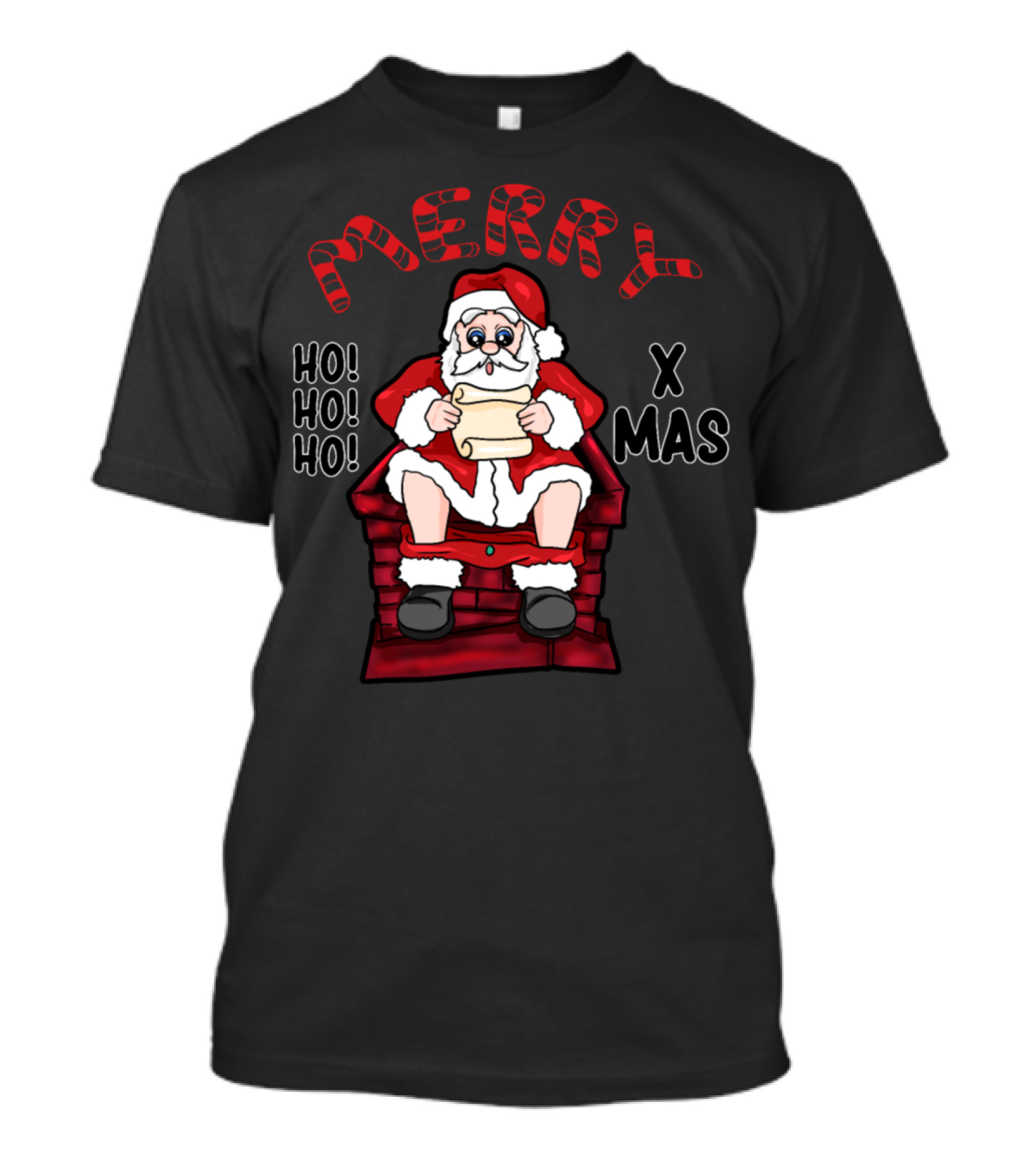 Merry X Mas Ho Ho Ho Naughty Santa T-Shirt