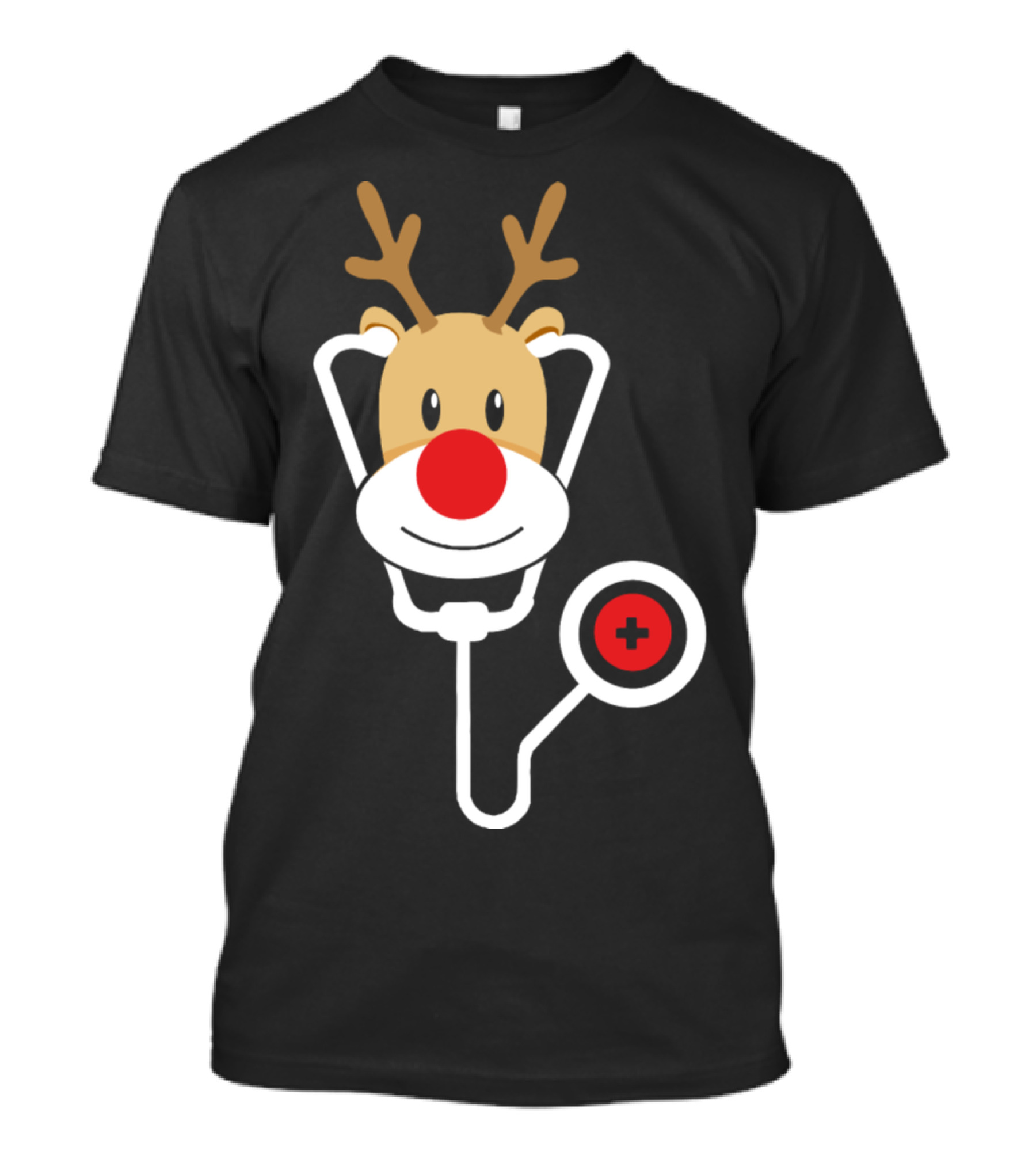 Merry Christmas Nurse Reindeer Stethoscope T-Shirt
