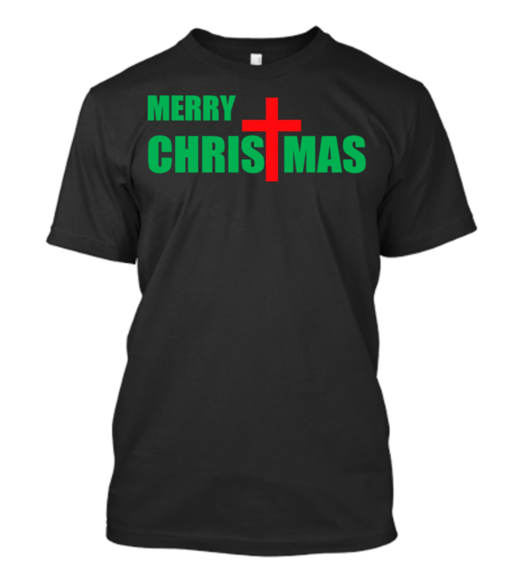 Merry Christmas Red Cross Christian Religious Holiday T-Shirt