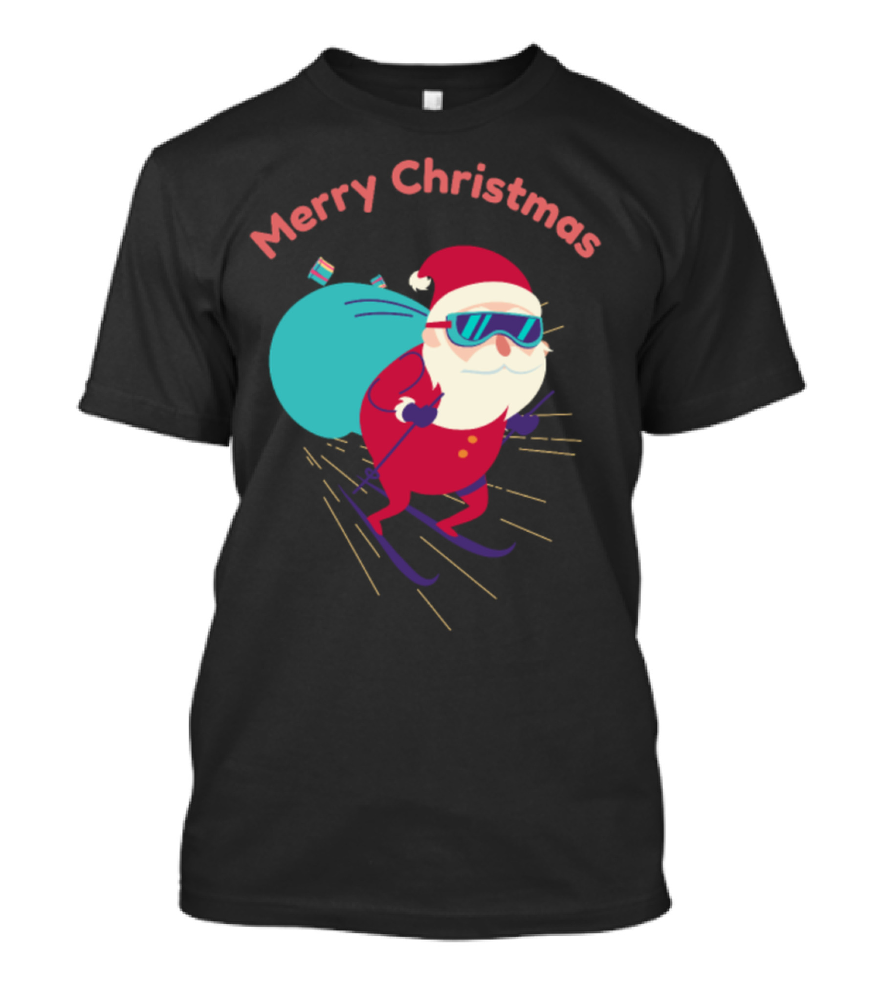 Merry Christmas Santa Skiing With Gifts T-Shirt