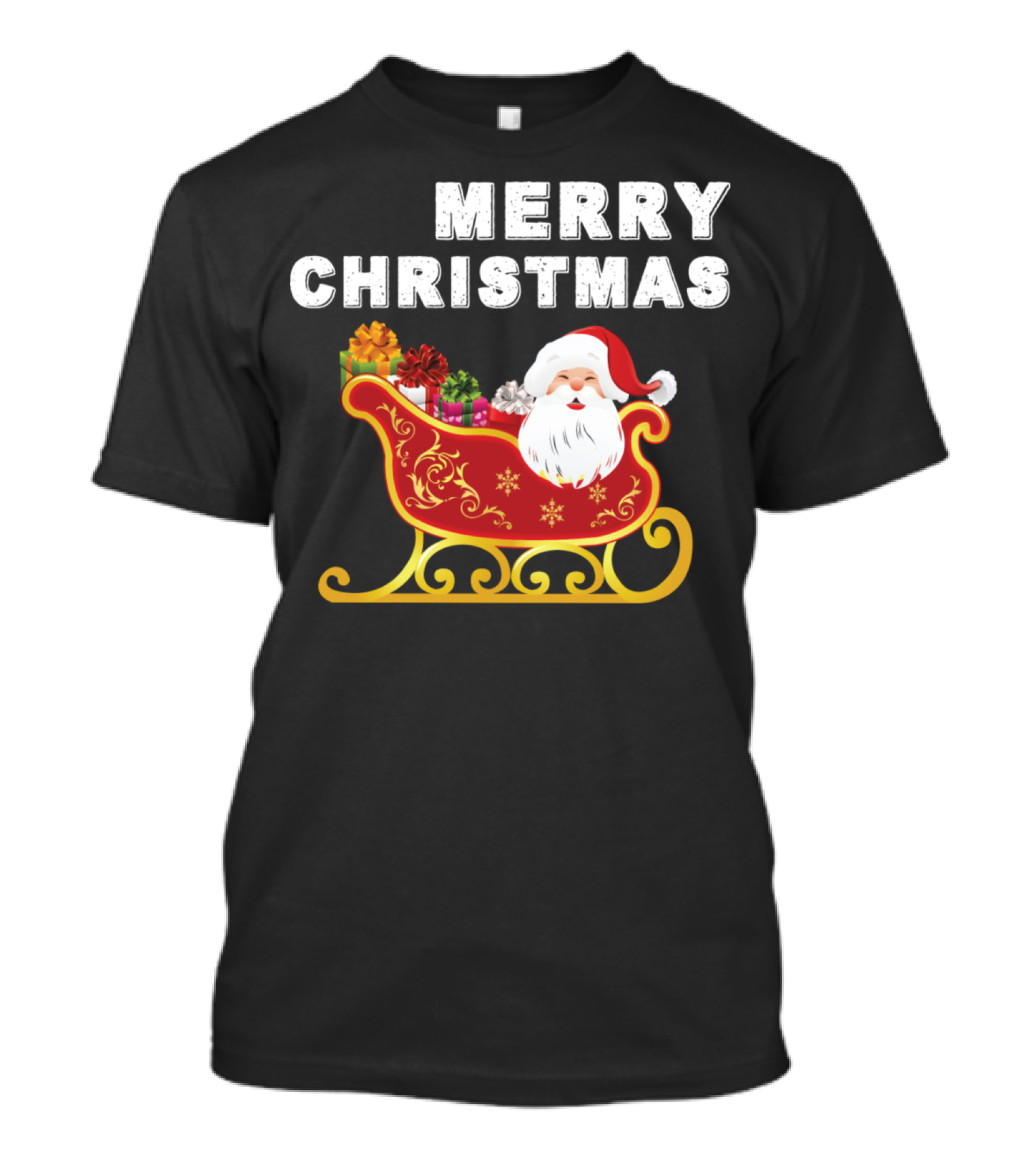 Merry Christmas Santa In Sleigh With Gifts T-Shirt