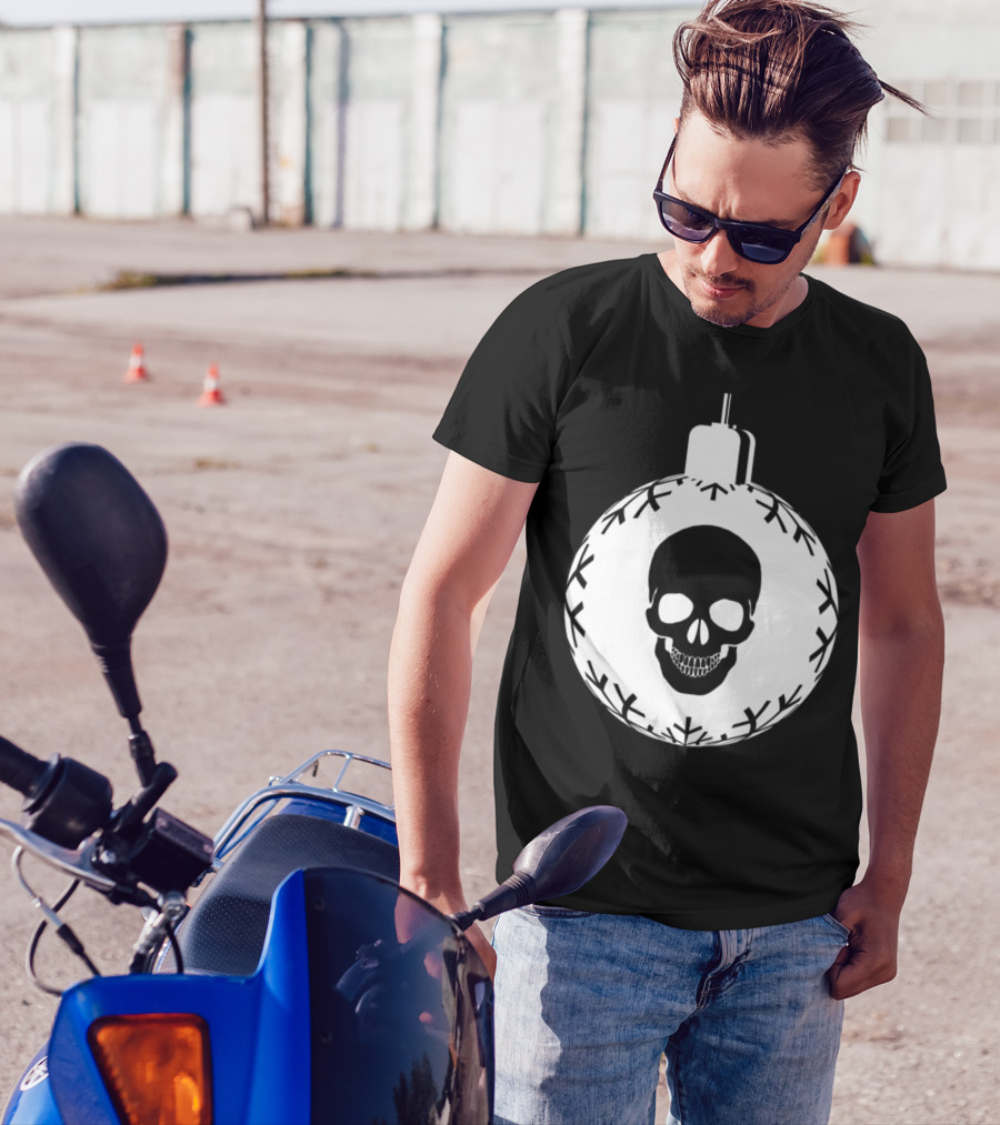 Merry Christmas Skull Ornament 8D T-Shirt