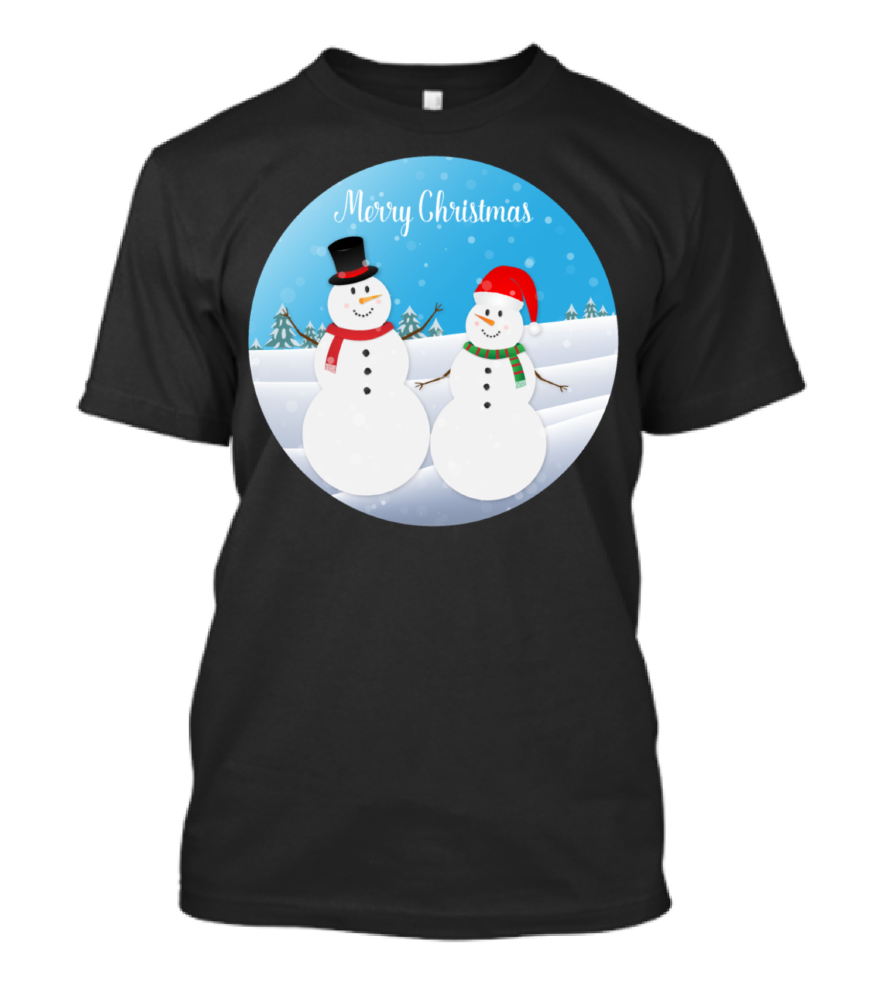 Merry Christmas Snowman Couple In Winter Wonderland T-Shirt