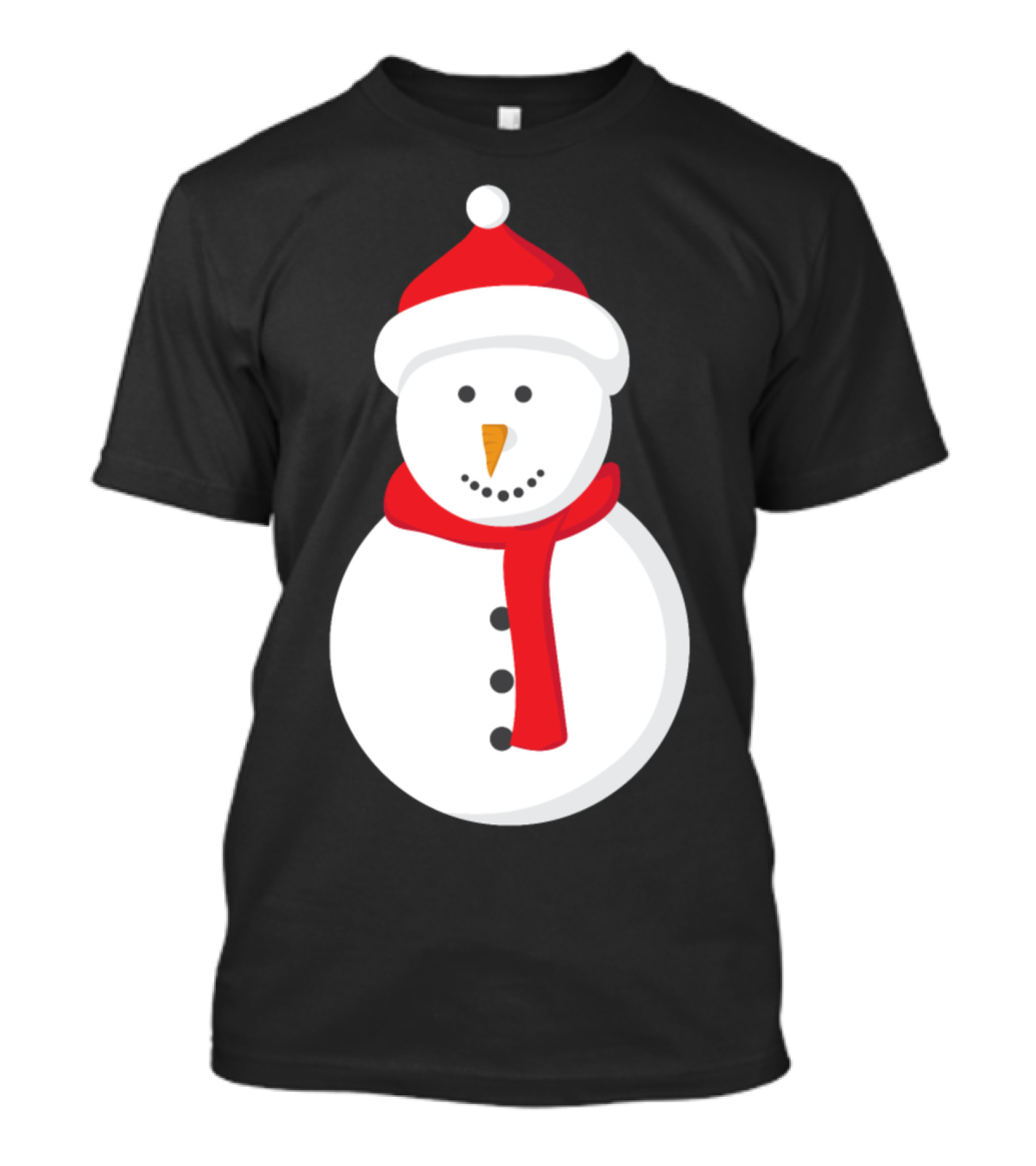Merry Christmas Snowman With Red Hat And Scarf T-Shirt