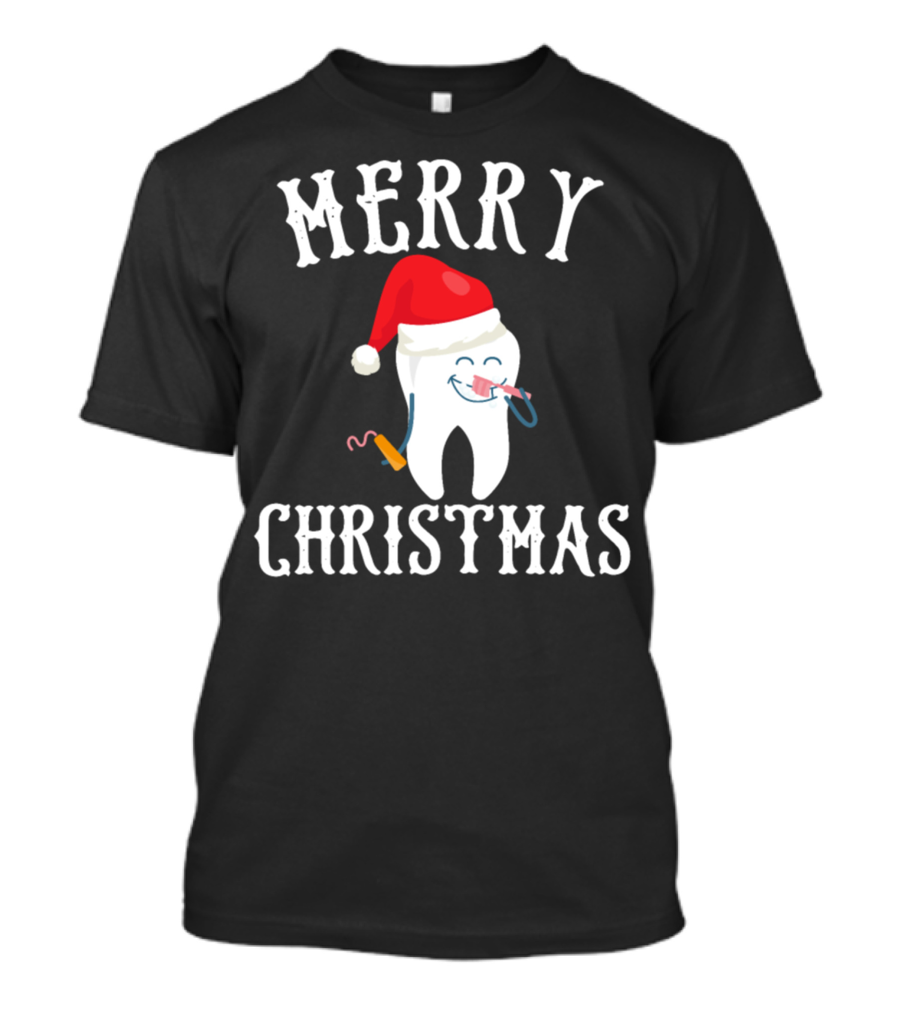 Merry Christmas Tooth Dentist Dental Santa Hat T-Shirt