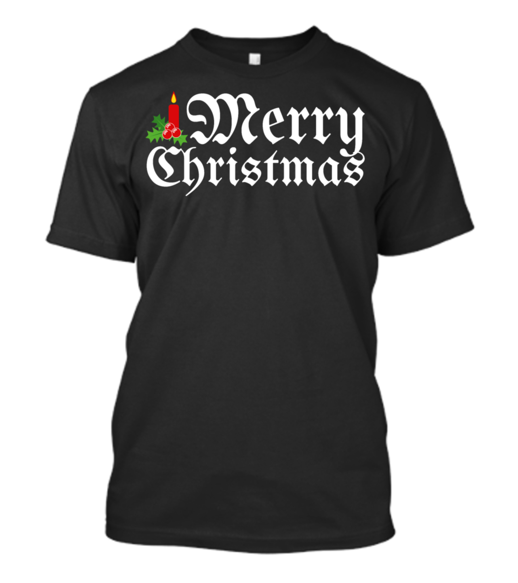 Merry Christmas Candle With Holly And Berries T-Shirt
