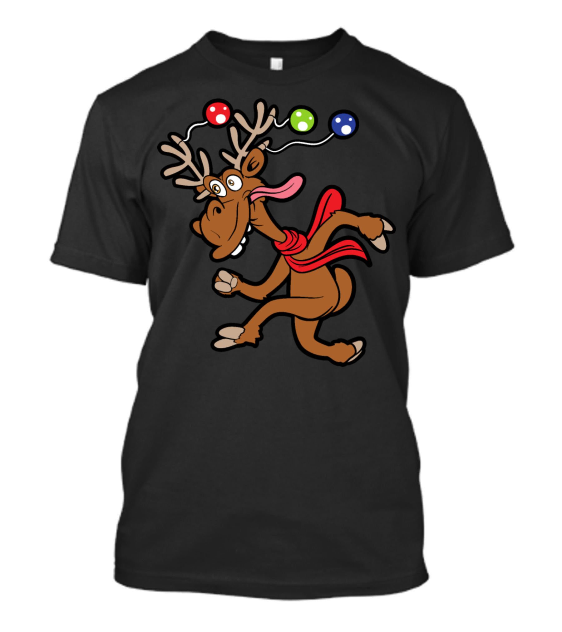 Merry Christmas Funny Cool Reindeer With Festive Colors T-Shirt