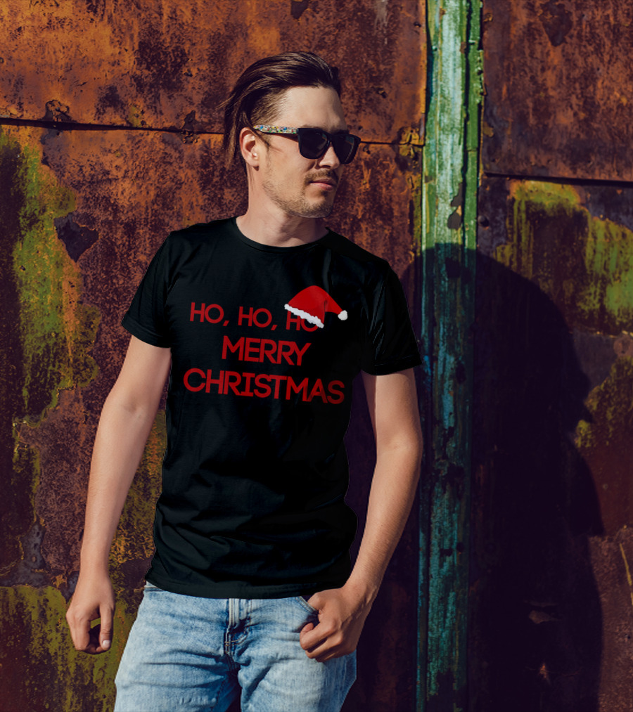 HO HO HO MERRY CHRISTMAS Santa Hat T-Shirt