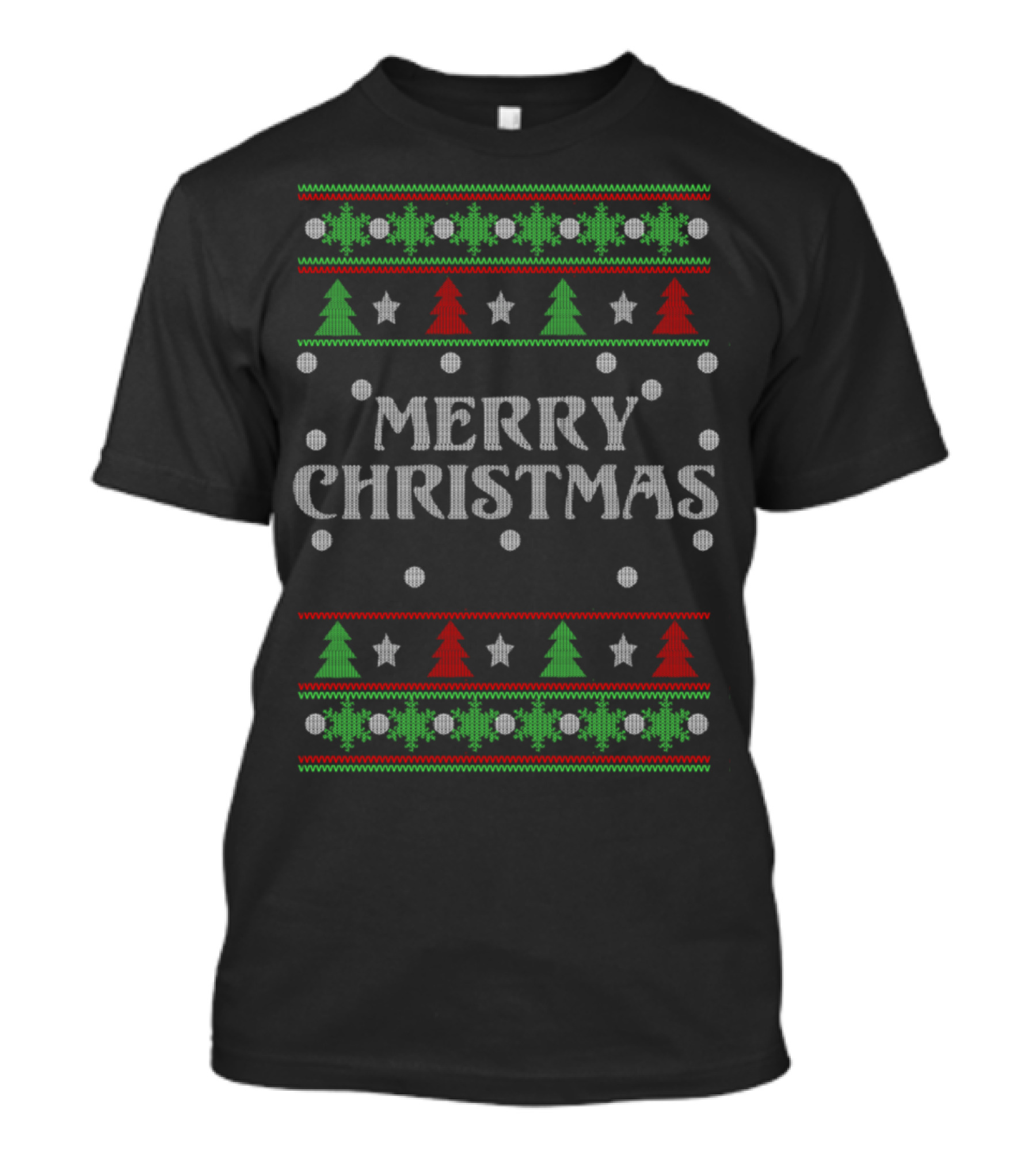 Merry Christmas Pattern With Trees And Snowflakes T-Shirt