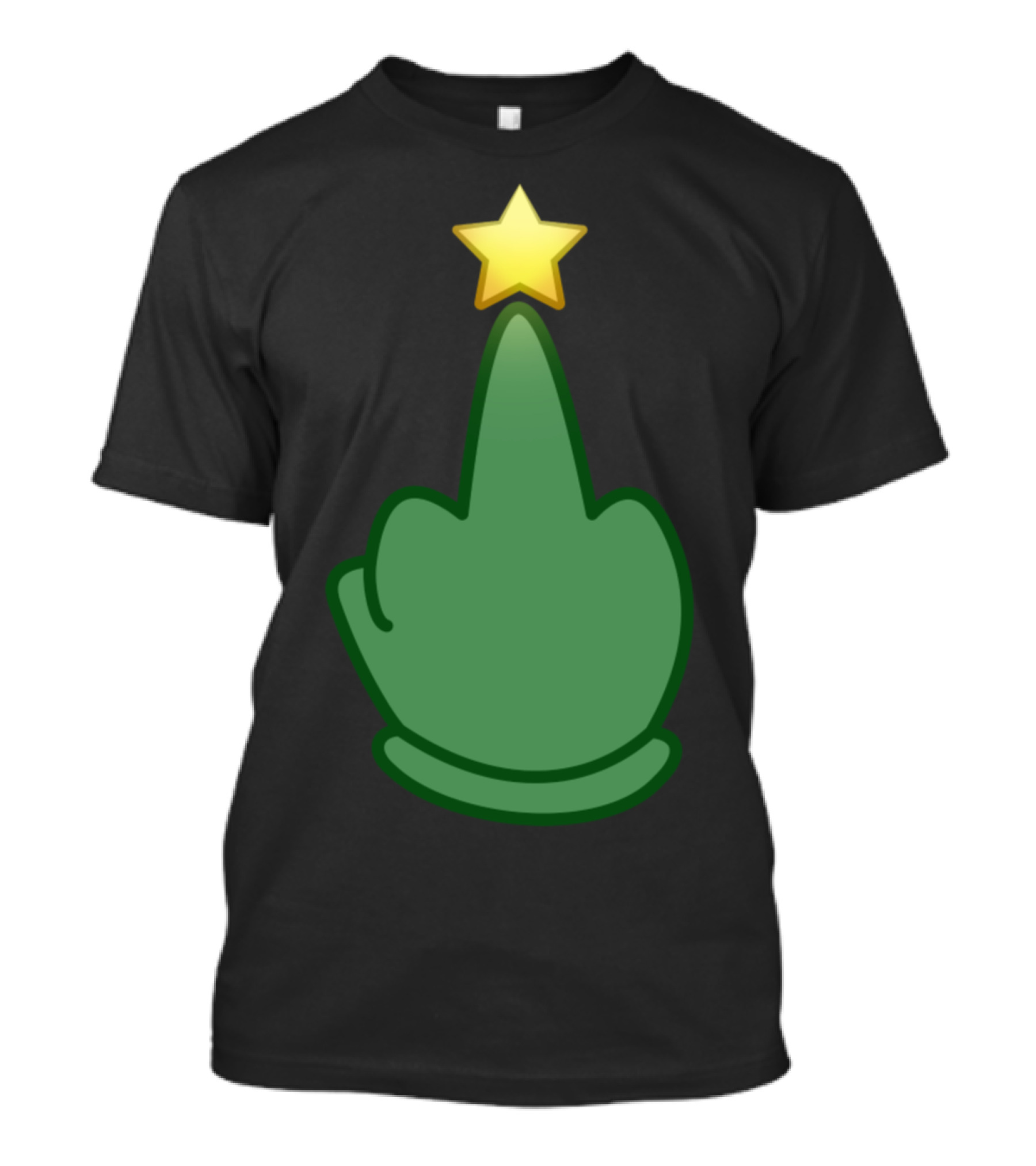 Merry Frickin Emoji Middle Finger Christmas Tree With Star T-Shirt