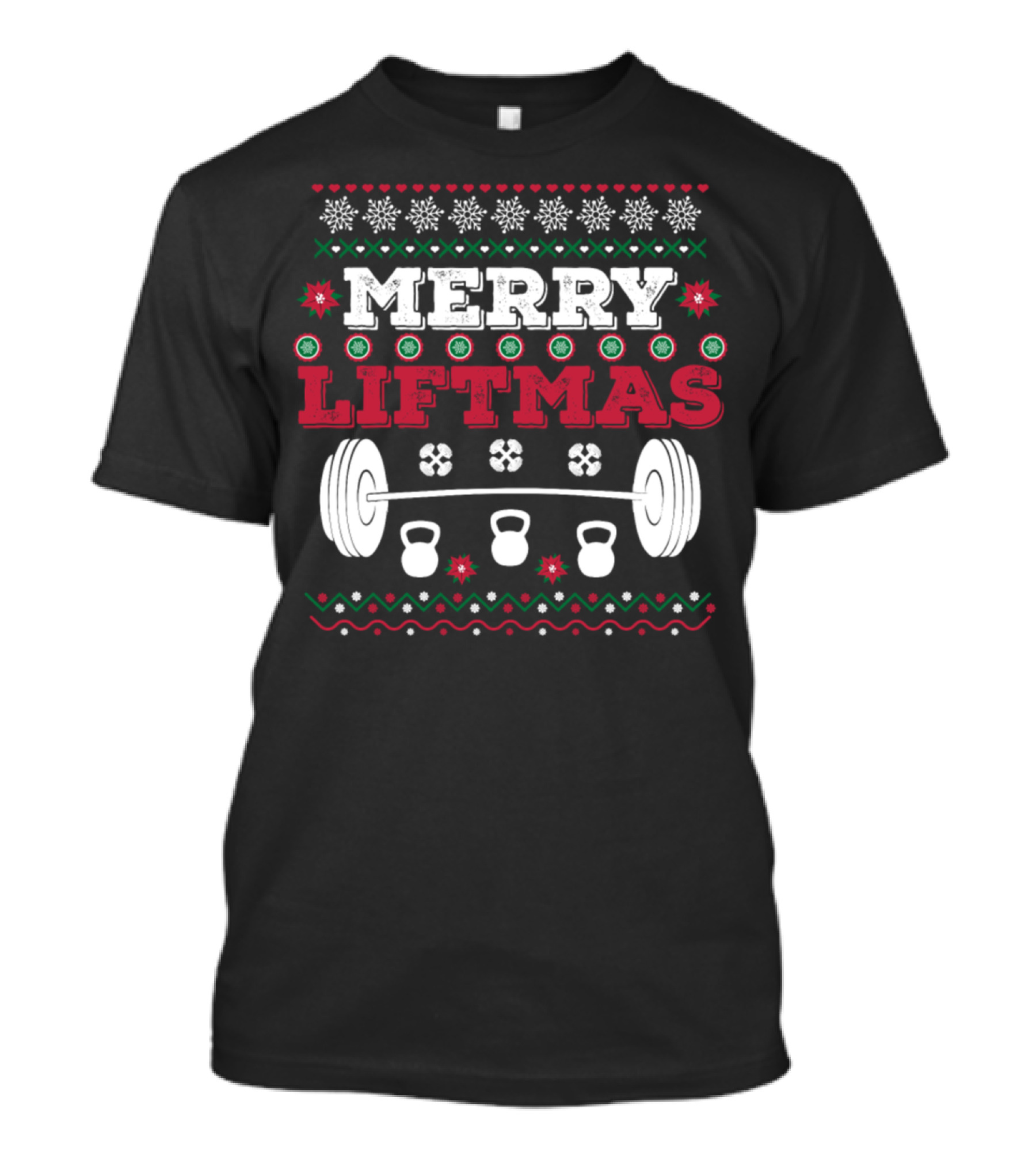 Merry Liftmas Fitness Christmas With Kettlebells And Dumbbells T-Shirt