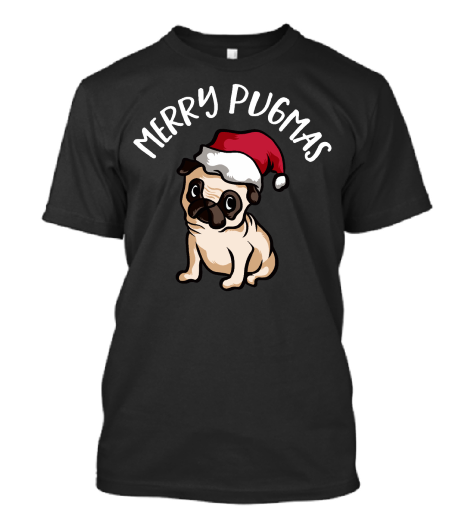 Merry Pugmas Christmas Hat Dog T-Shirt