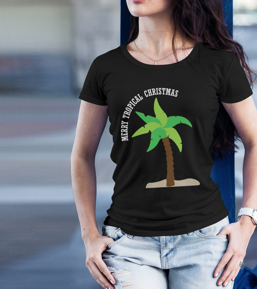 Merry Tropical Christmas Palm Tree T-Shirt