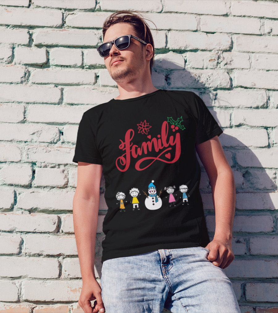 Merry Xmas Christmas Snowman Family Holly Berry Infinity T-Shirt
