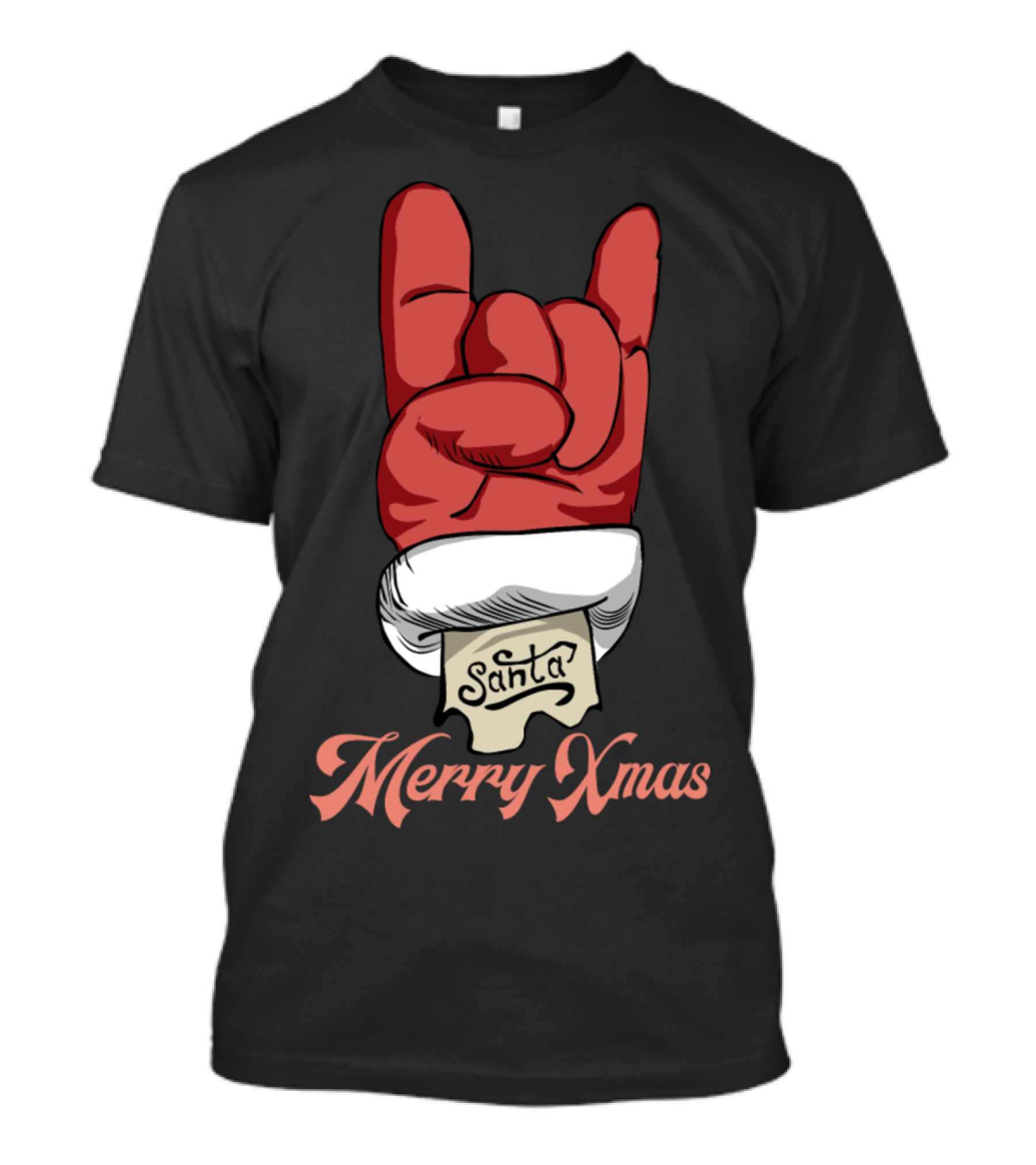 Santa Merry Xmas Rock Hand Gesture T-Shirt