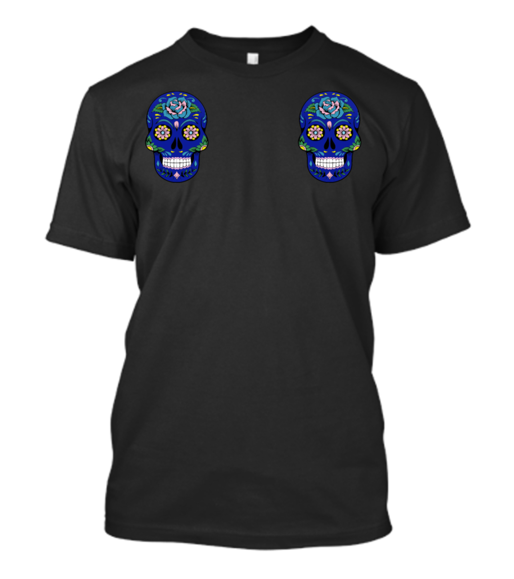 Blue Sugar Skull Dia De Los Muertos Mexican Skull T-Shirt