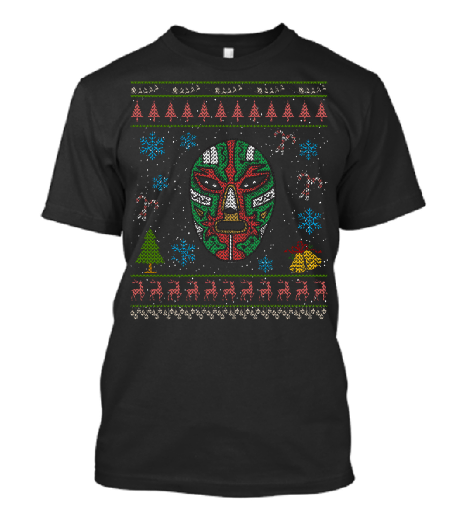 Mexican Wrestler Mask Christmas Ugly T-Shirt