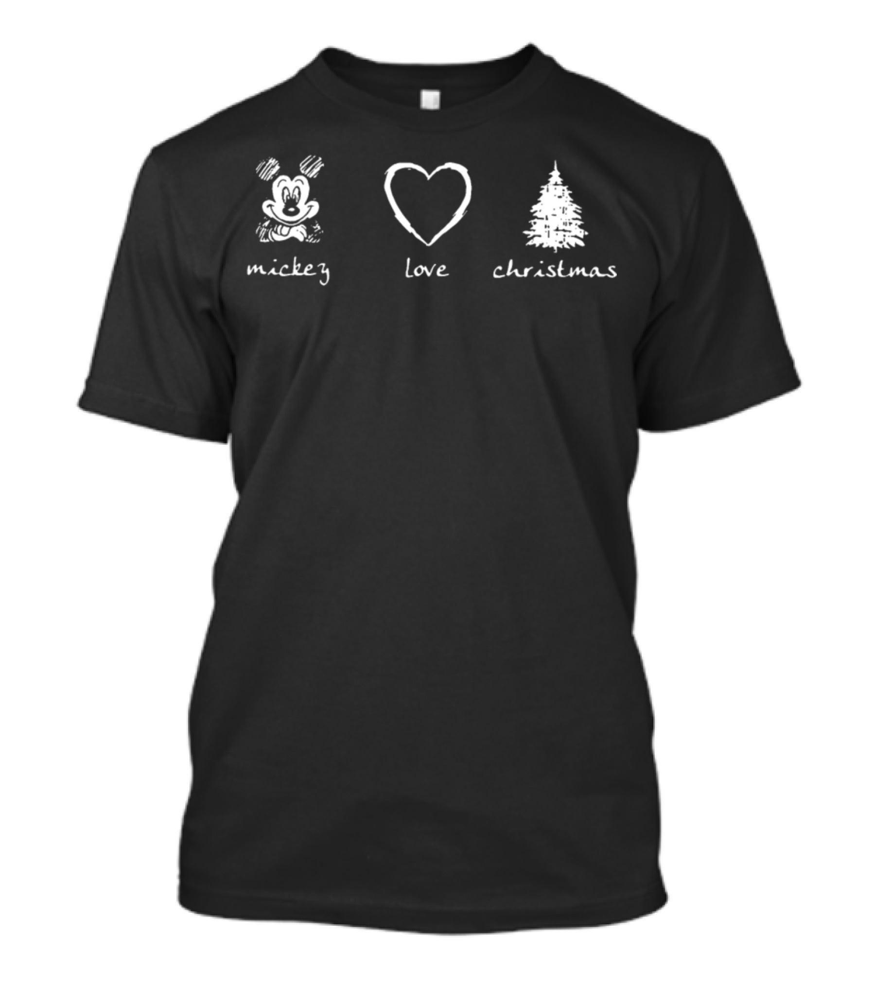 Mickey Love Christmas Black And White Disney Tree T-Shirt