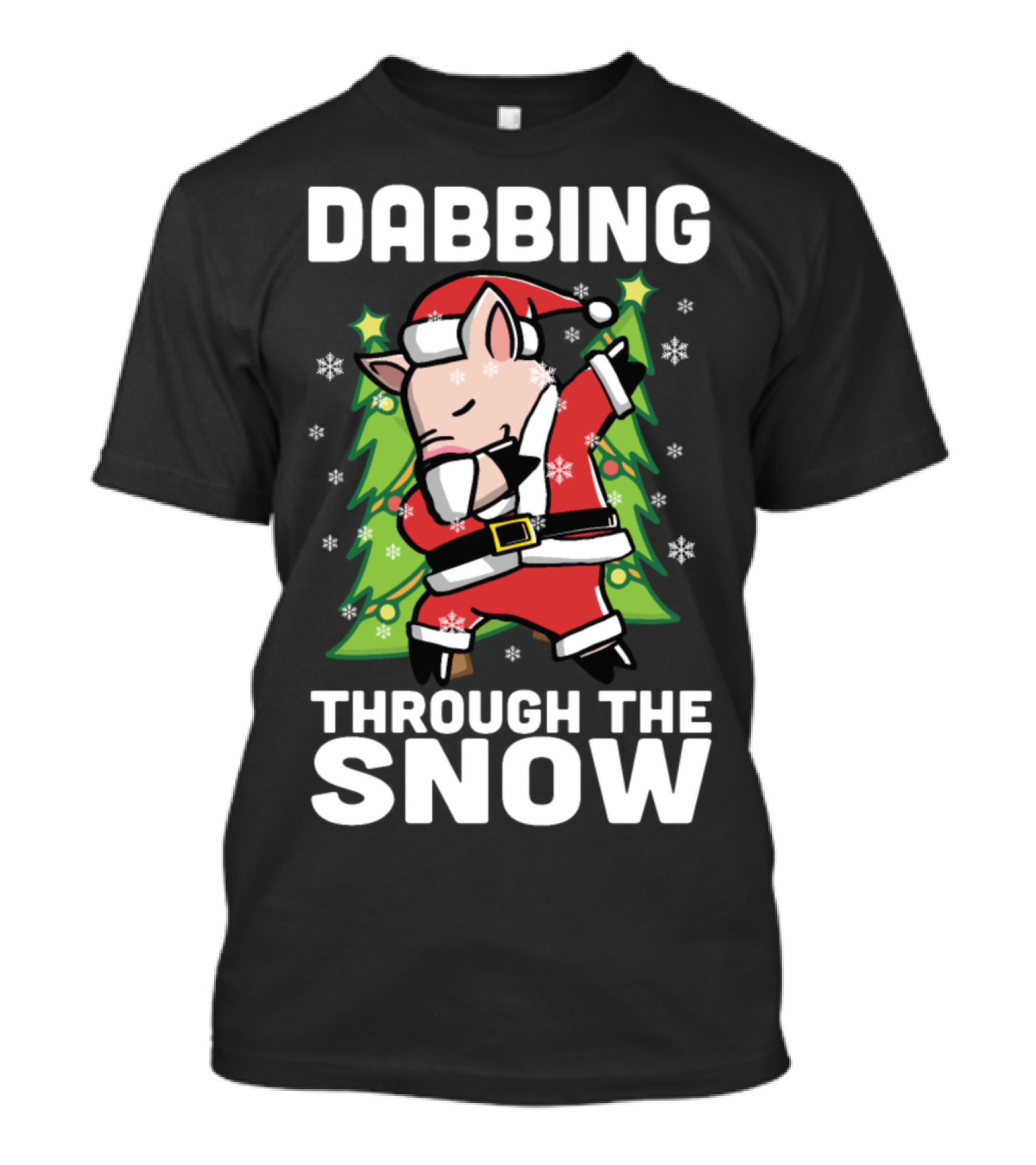 Dabbing Through The Snow Mini Pig In Santa Costume T-Shirt