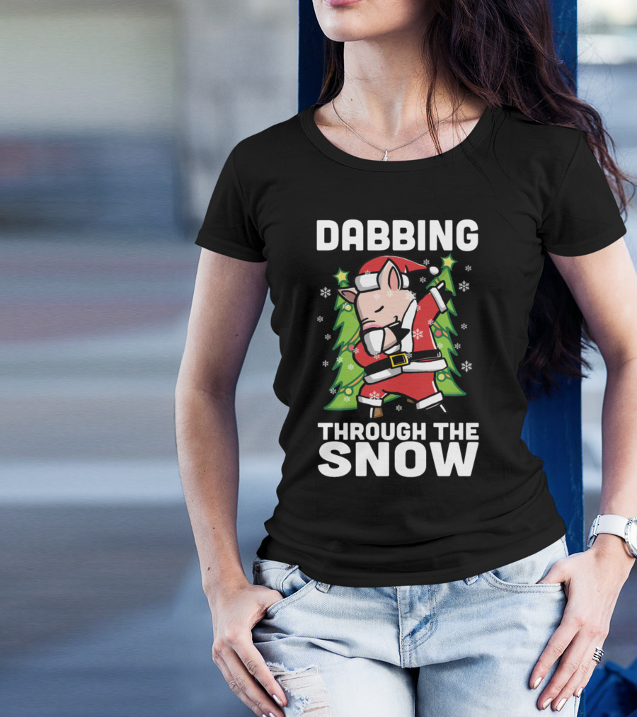 Dabbing Through The Snow Mini Pig In Santa Costume T-Shirt