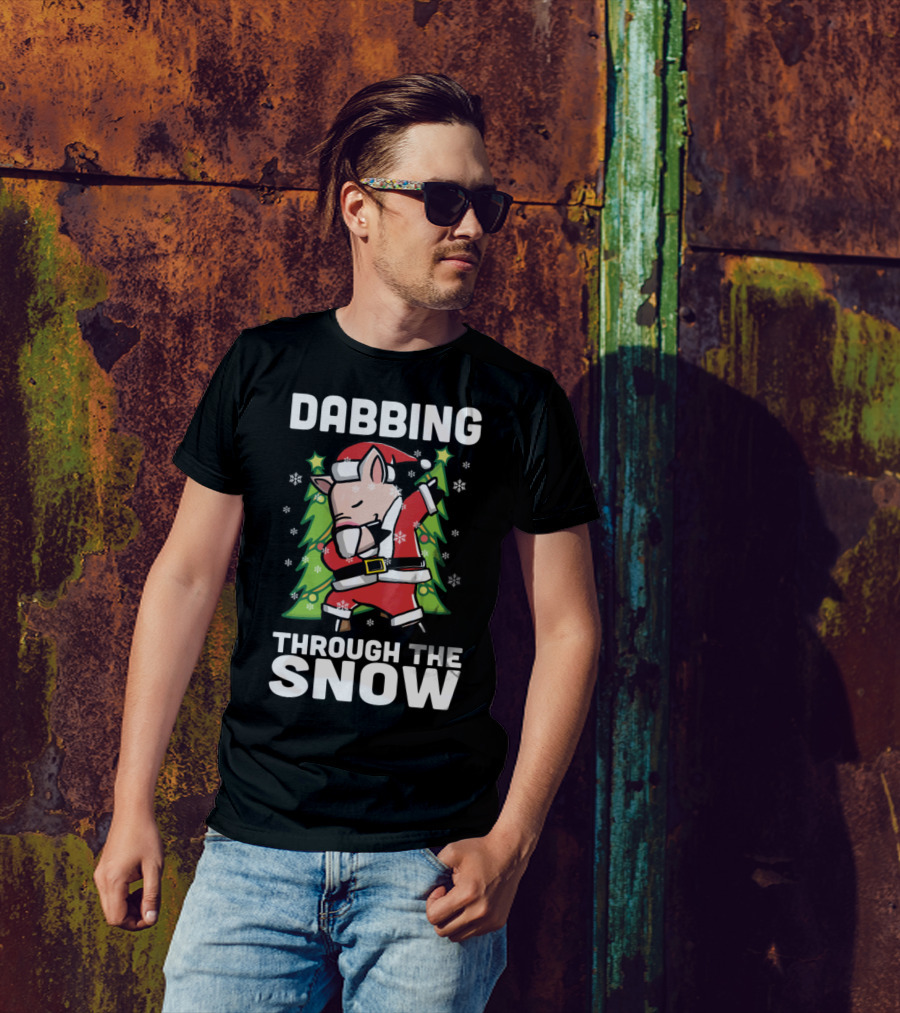 Dabbing Through The Snow Mini Pig In Santa Costume T-Shirt