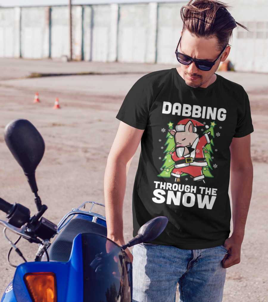 Dabbing Through The Snow Mini Pig In Santa Costume T-Shirt