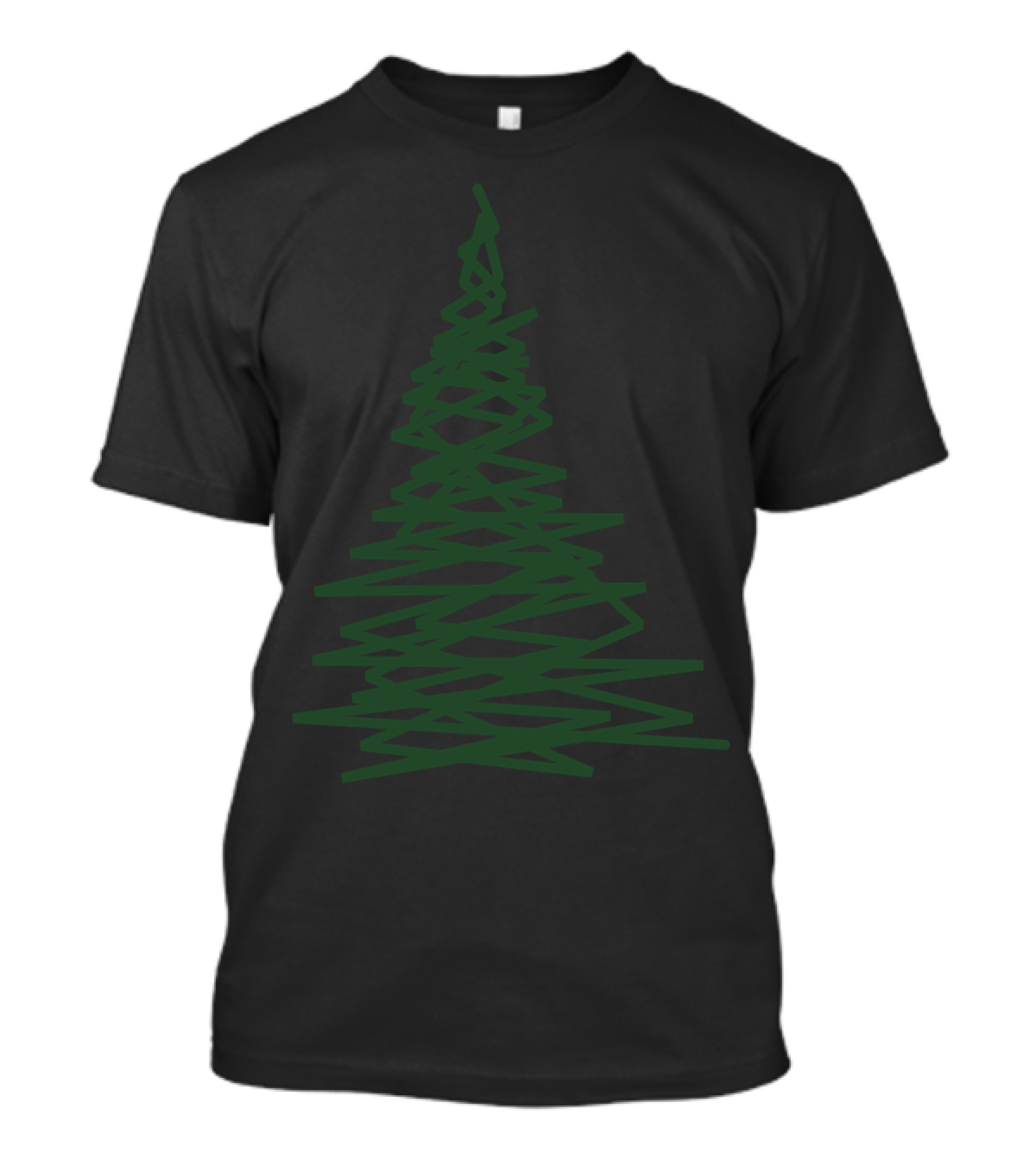 Modern Christmas Tree Abstract Green Geometric Zigzag T-Shirt