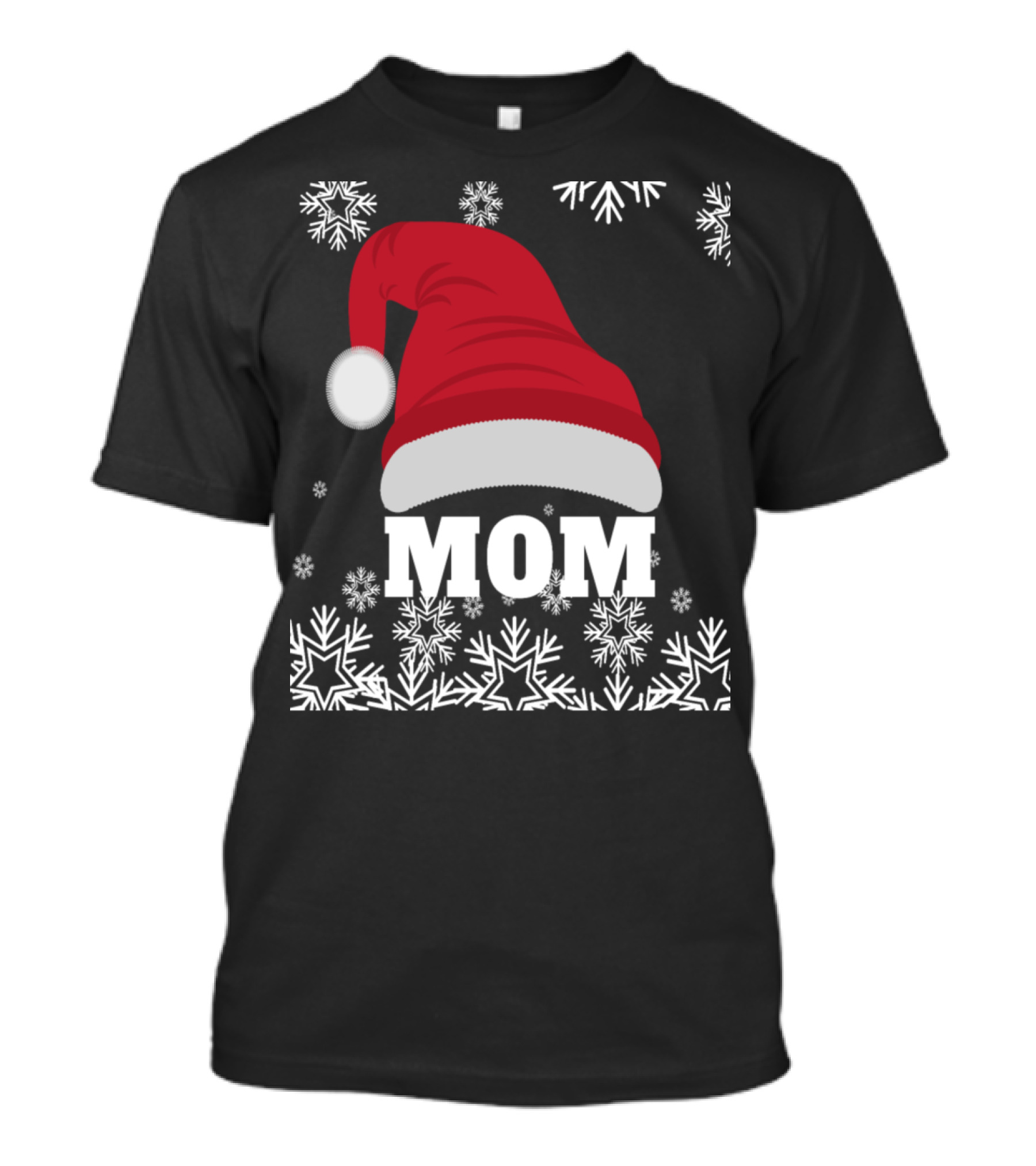 Mom Christmas Santa Hat Snowflakes T-Shirt