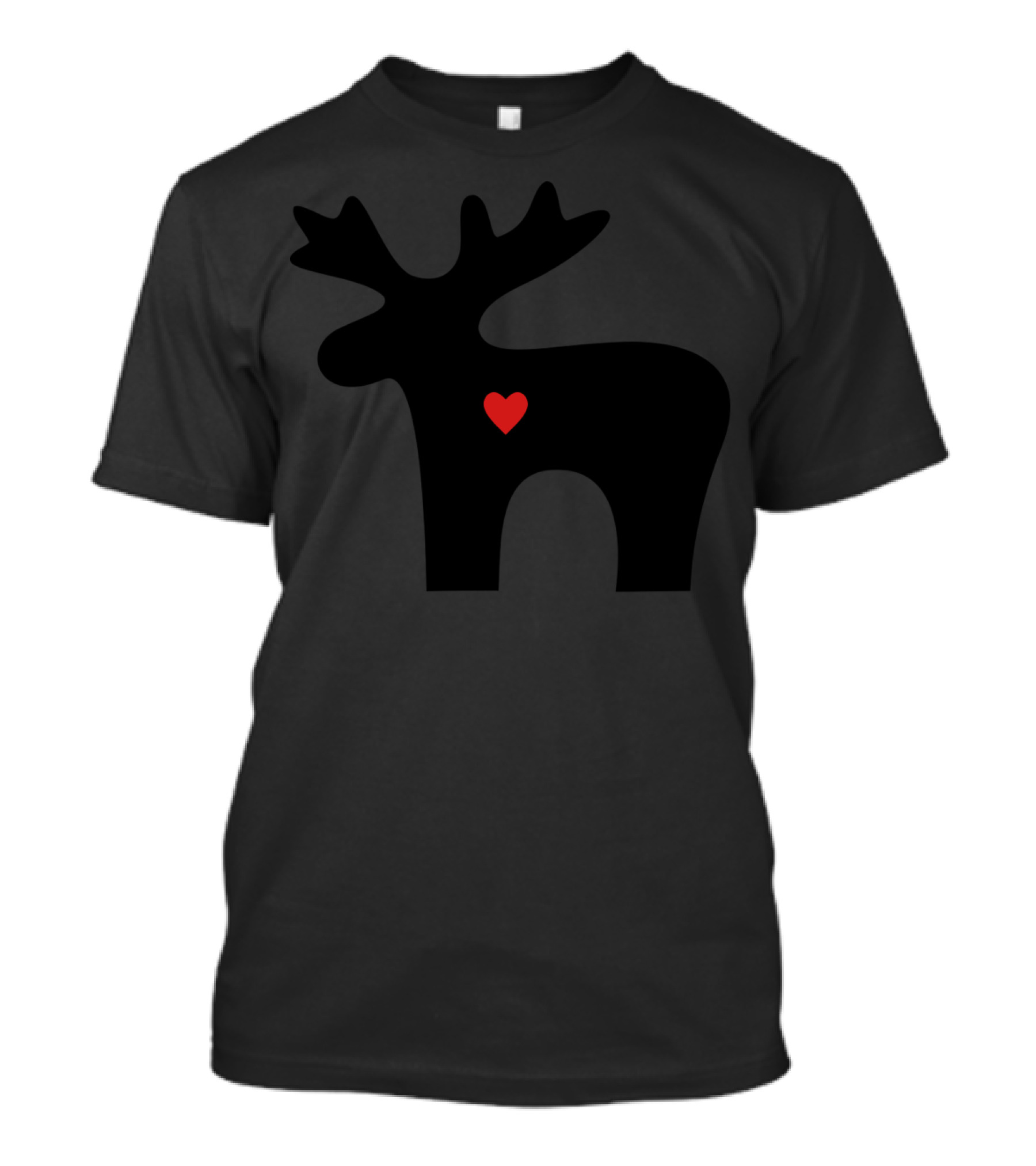 Moose Heart Love Silhouette With Red Heart T-Shirt