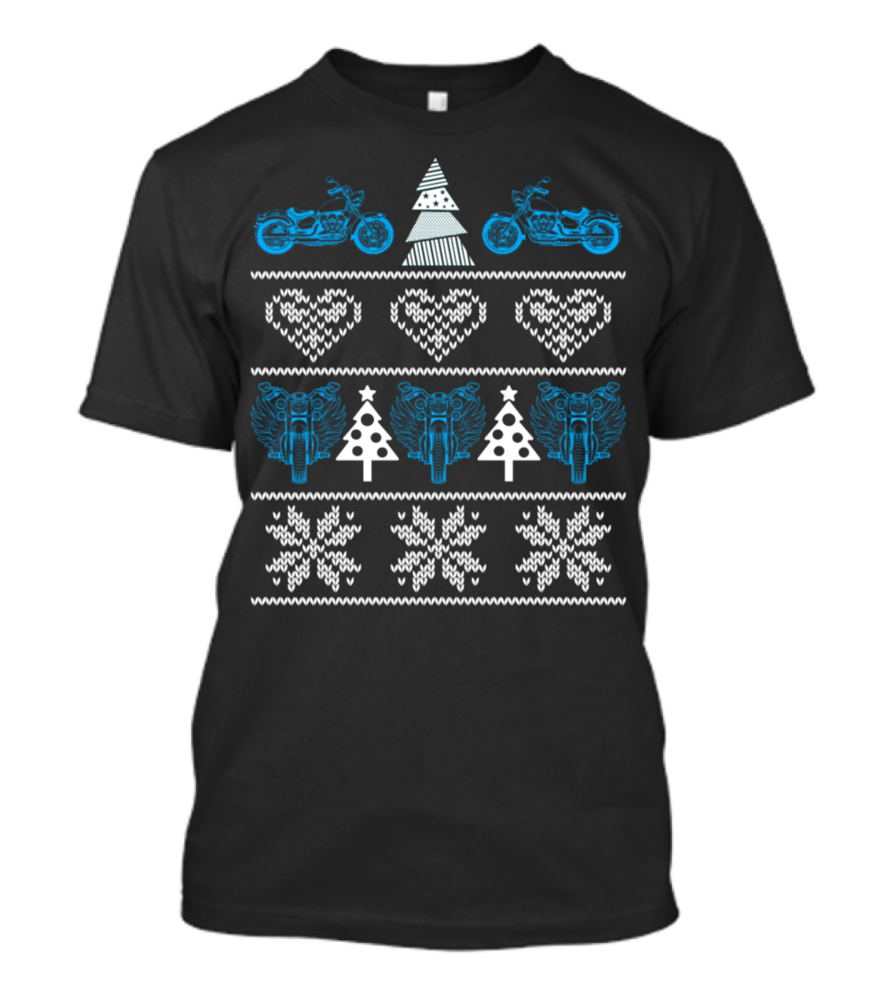 Motorcycle Merry Christmas Tree Heart Snowflake T-Shirt
