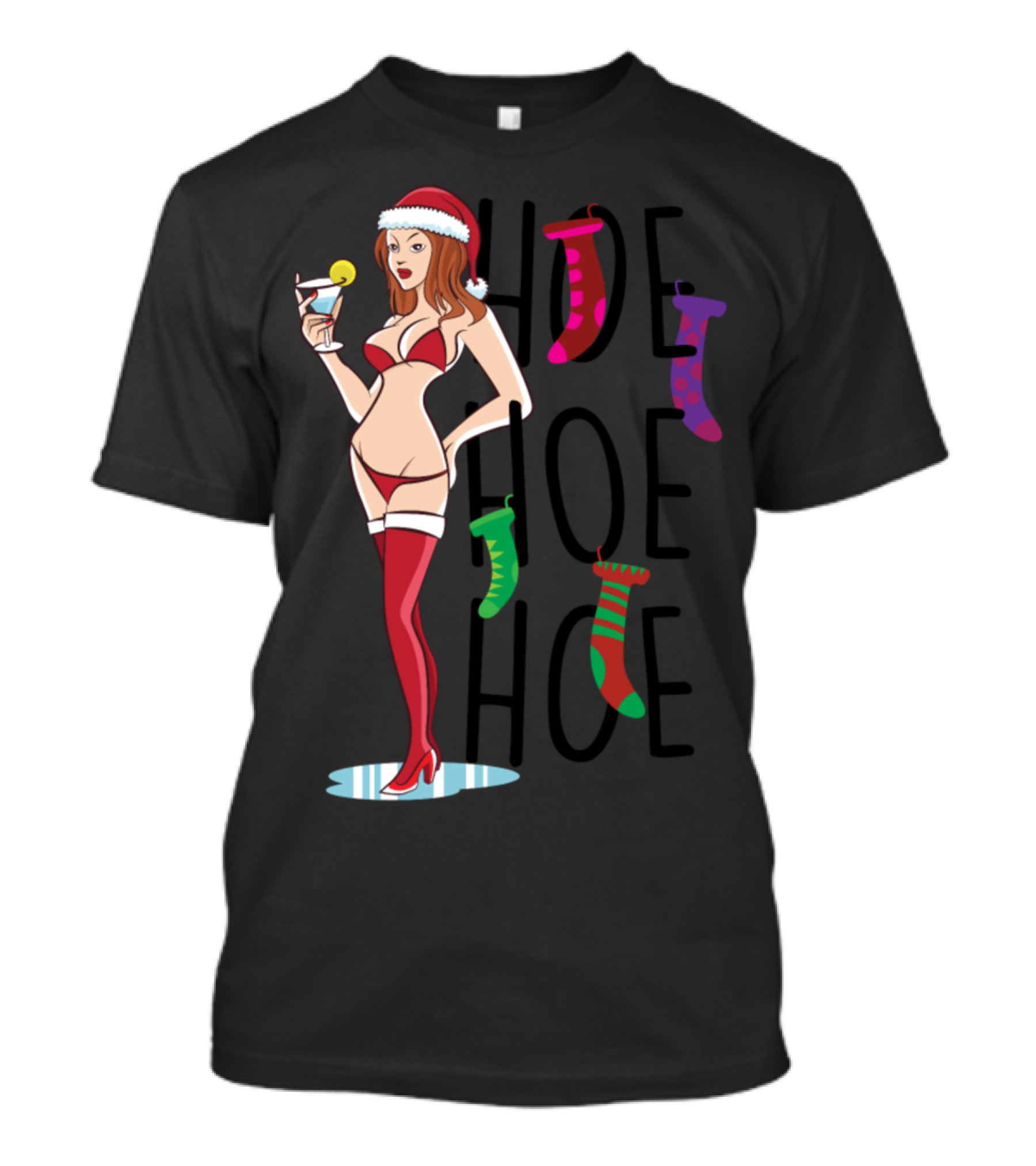 Mrs. Claus Santa Claus Hoe Hoe Hoe Christmas Martini T-Shirt