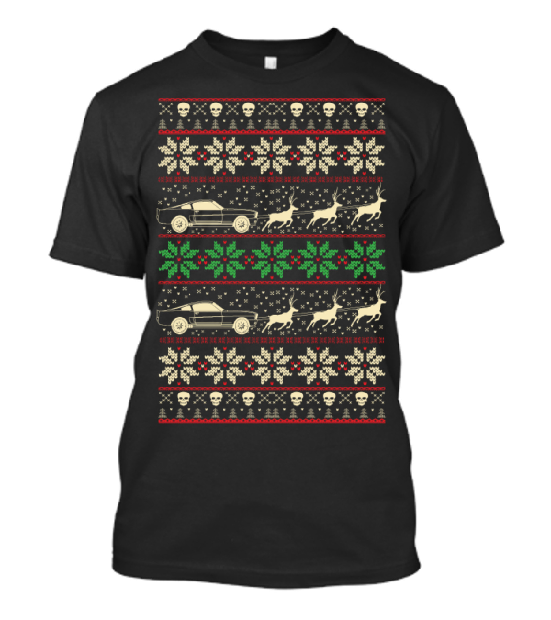 Mustang Christmas Mustangmustang Reindeer Skull Snowflake T-Shirt