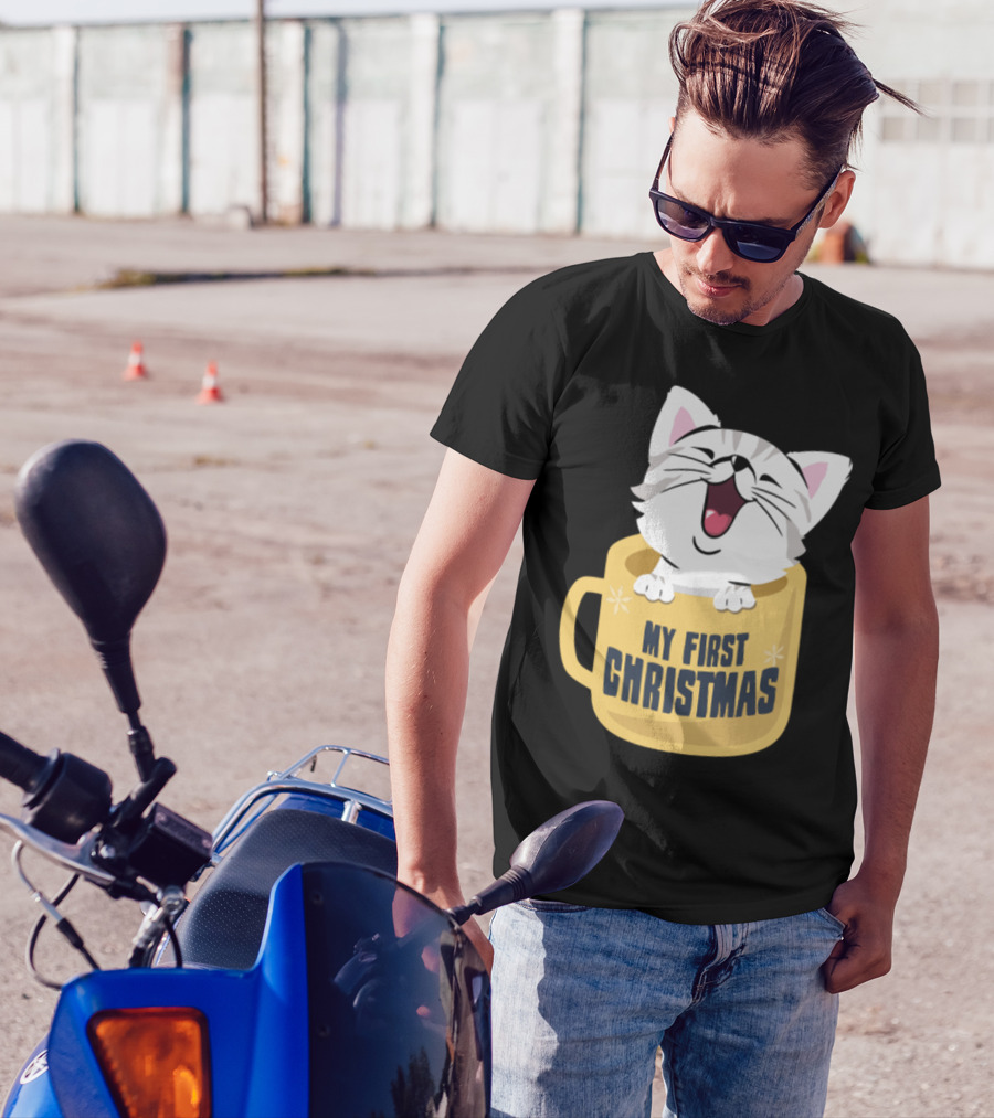 My First Christmas Cat In Coffee Mug T-Shirt