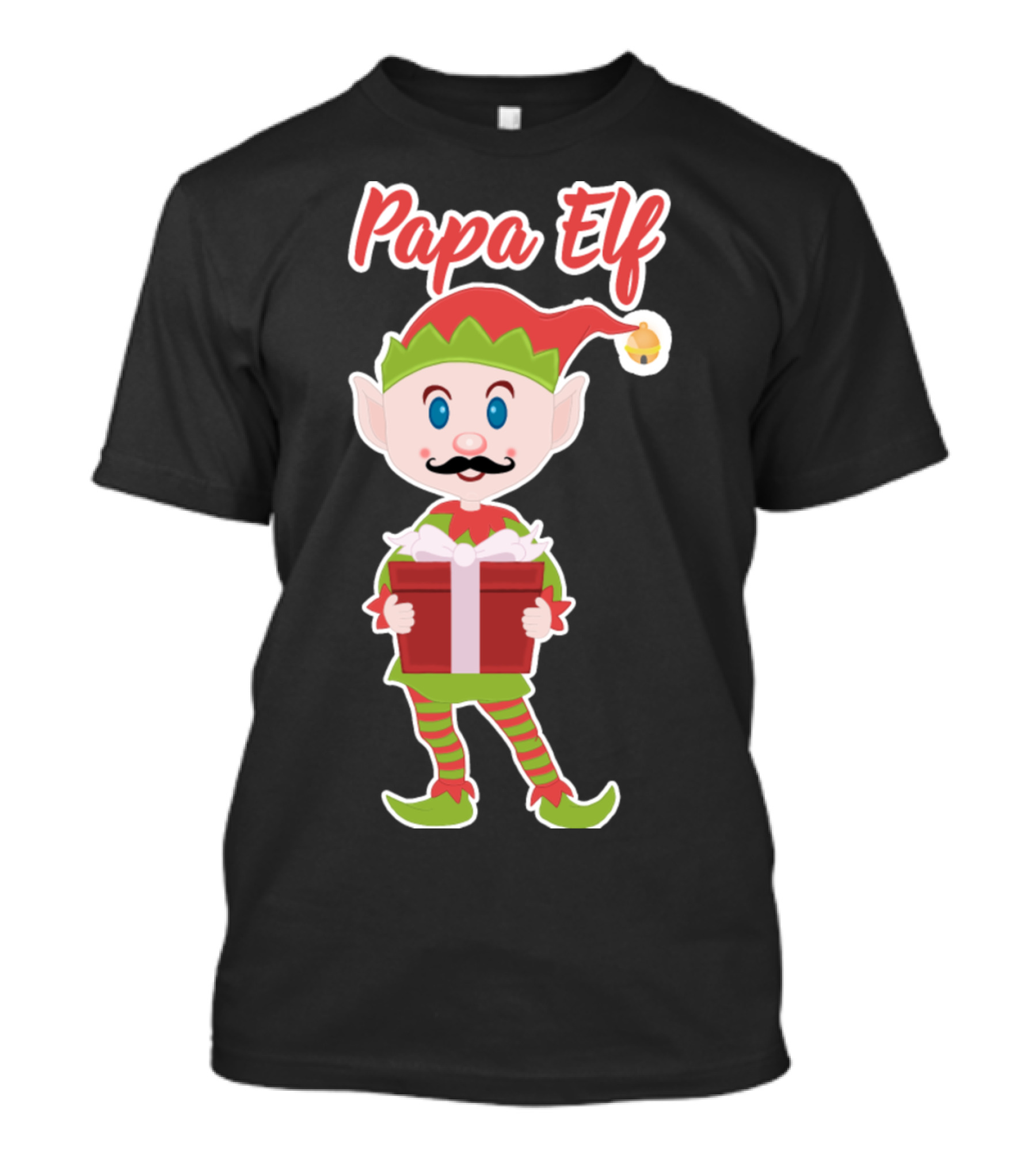 Papa Elf Christmas Character Holding Gift T-Shirt