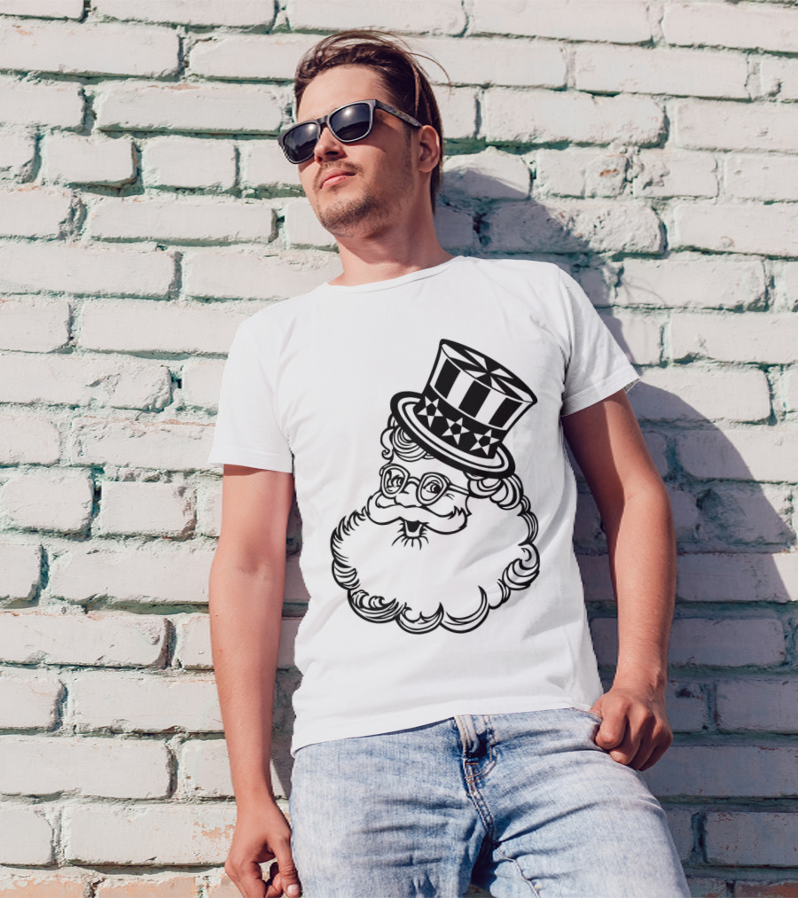 Patriotic Santa Top Hat Vector T-Shirt