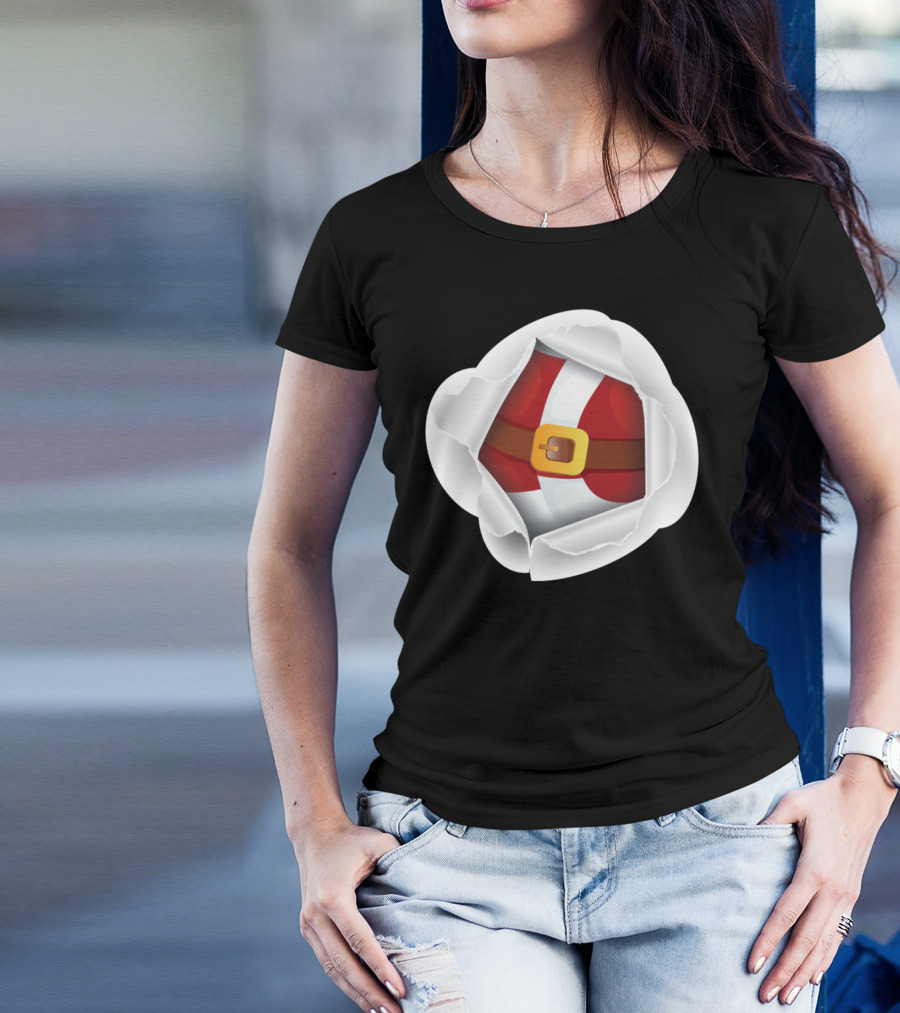 Peekaboo Santa Belly Festive Belt T-Shirt
