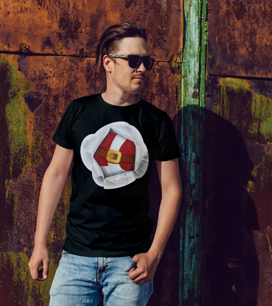 Peekaboo Santa Belly Festive Belt T-Shirt