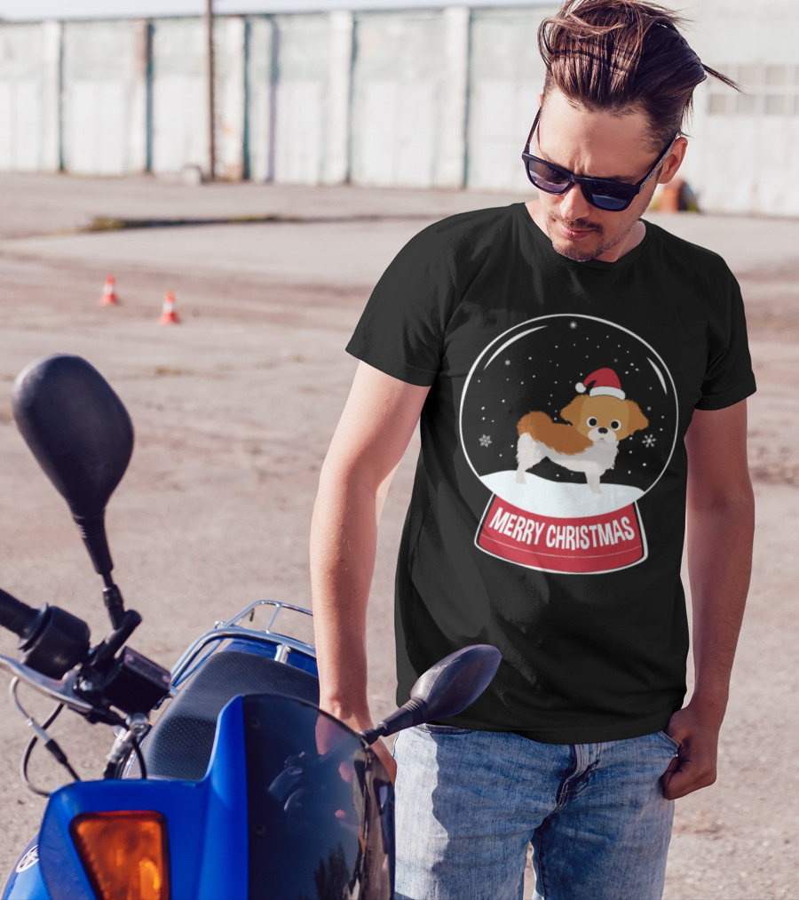 Pekingese Santa Hat Merry Christmas Snow Globe T-Shirt