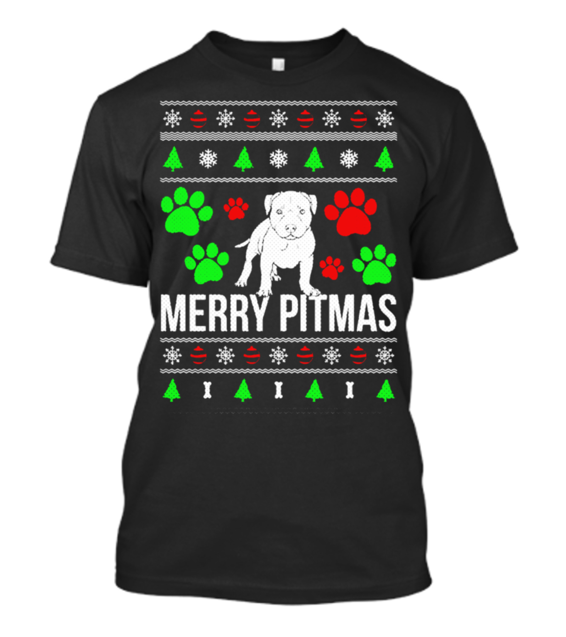 Merry Pitmas Pitbull Christmas Ugly T-Shirt