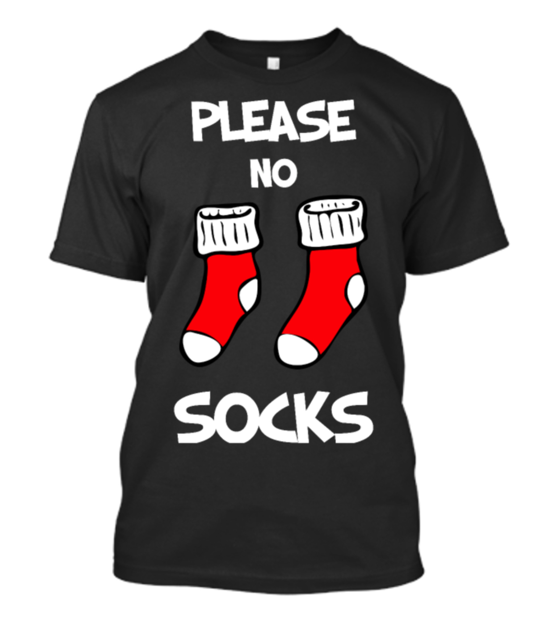 Please No Socks Christmas Present Red And White Socks T-Shirt
