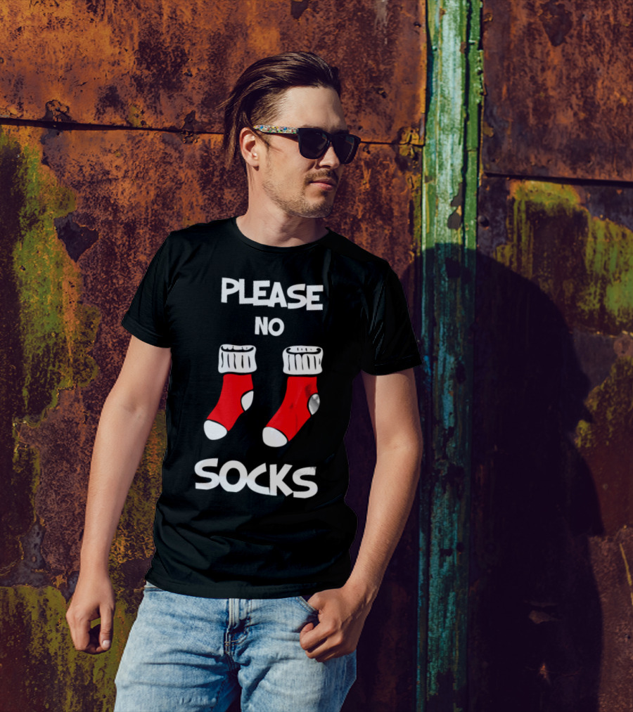 Please No Socks Christmas Present Red And White Socks T-Shirt