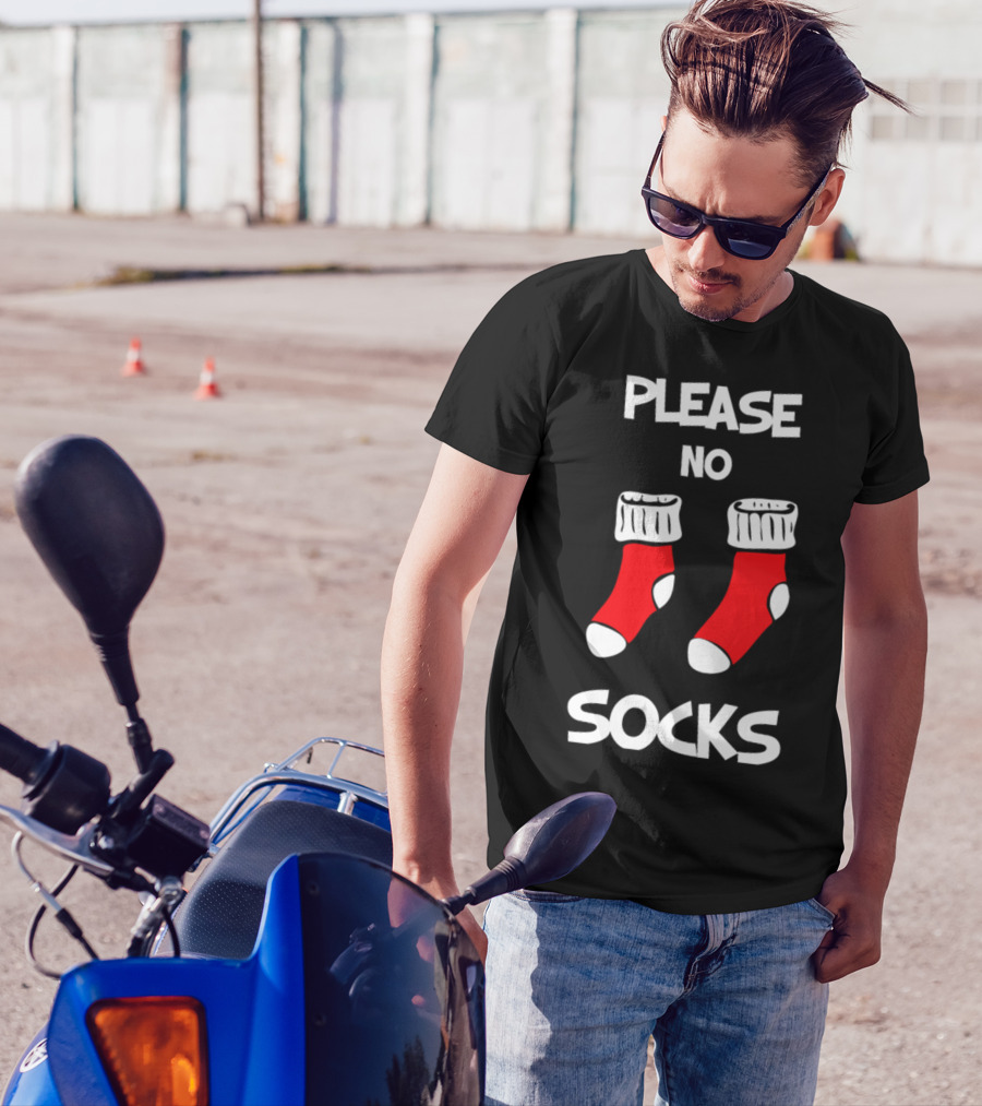 Please No Socks Christmas Present Red And White Socks T-Shirt