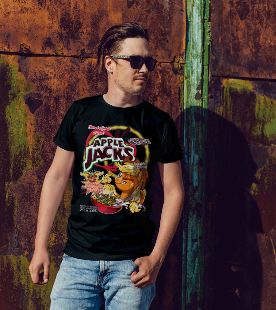 Sweet Apple Acres Apple Jacks Honestly Delicious Crunchy Sweetened Three-Grain Cereal With Apples And Cinnamon Element Of Harmony Made In Equestria T-Shirt