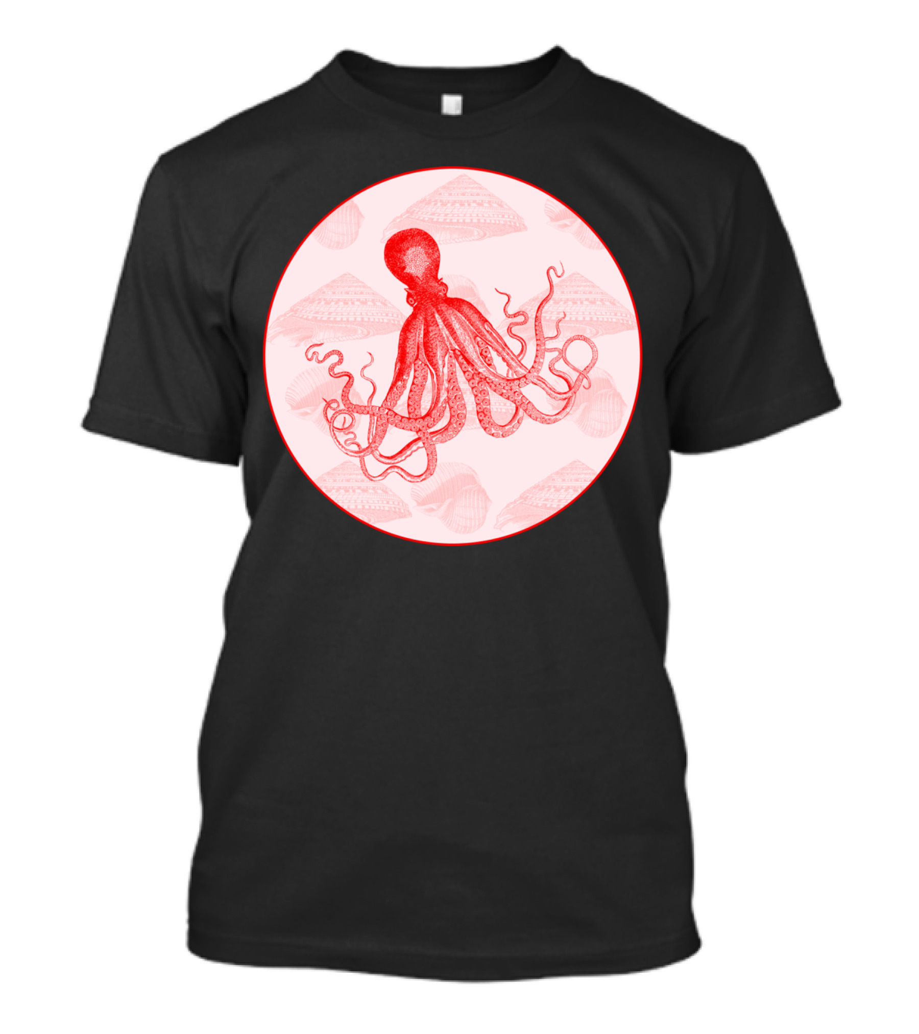 Octopus SeaShells Salmon Color T-Shirt