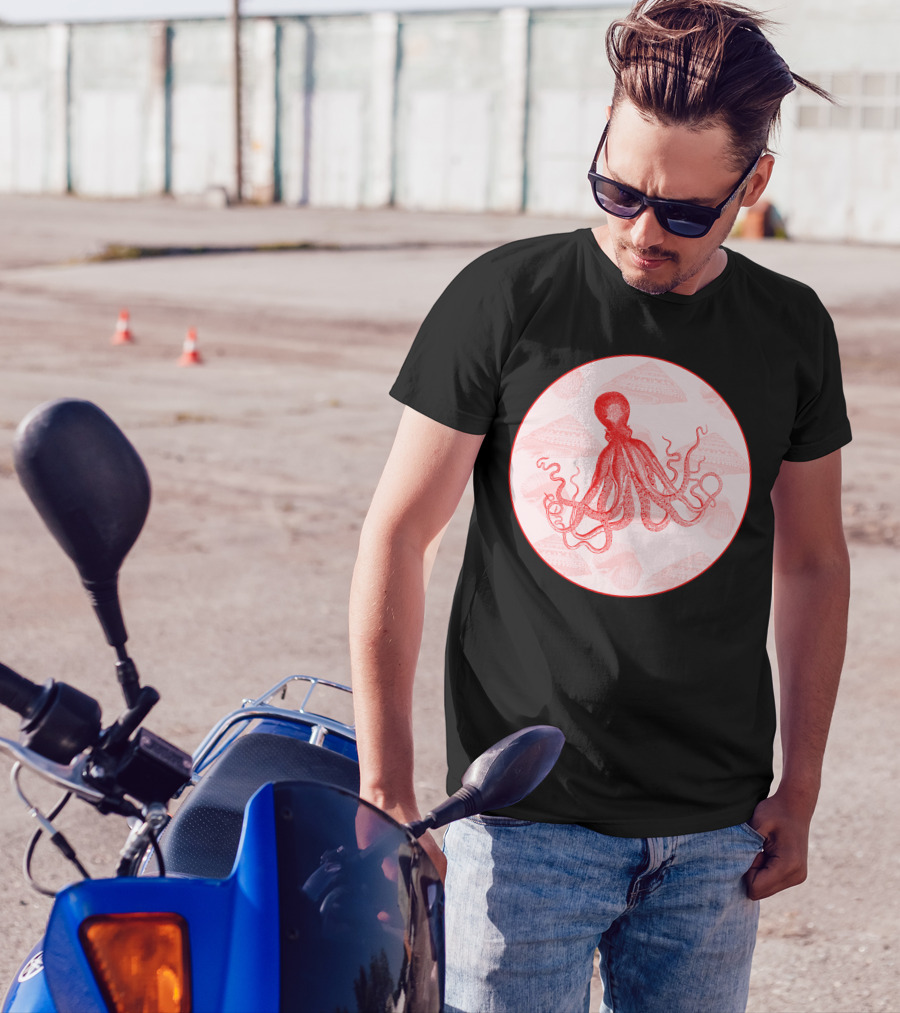 Octopus SeaShells Salmon Color T-Shirt