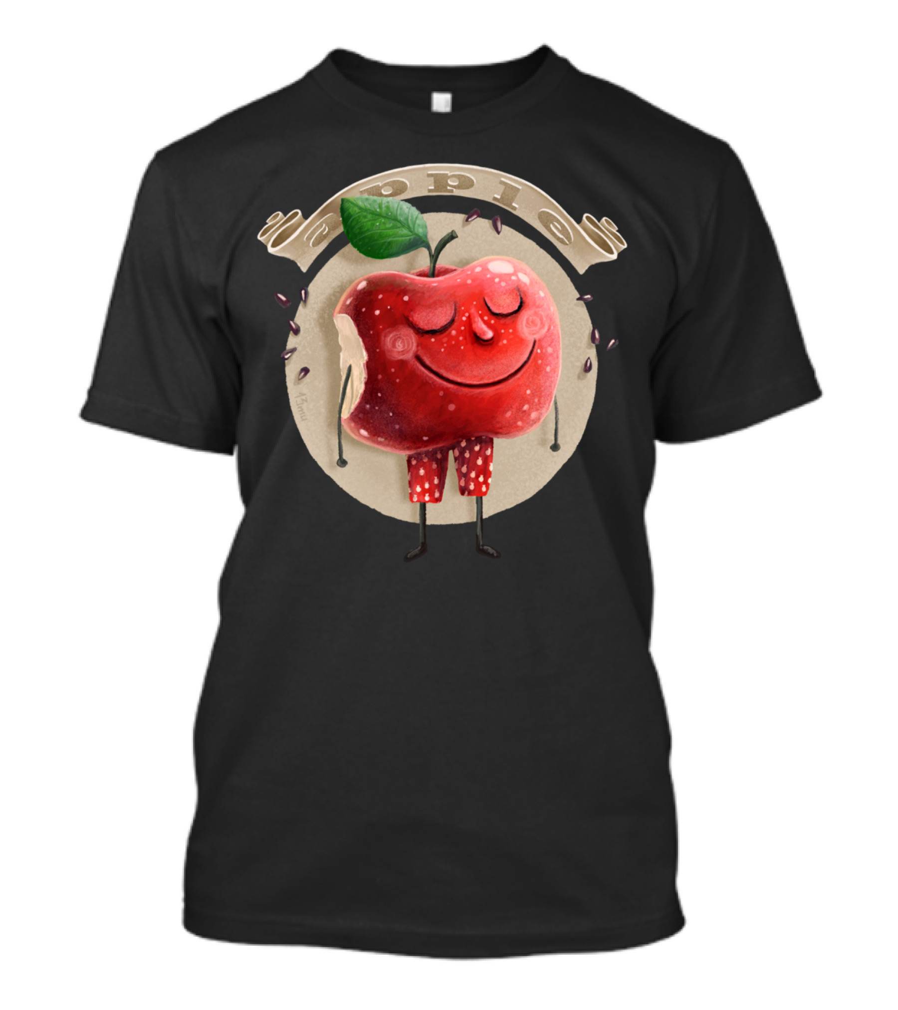 Apple Happiness Smiling Bite Playful Character T-Shirt