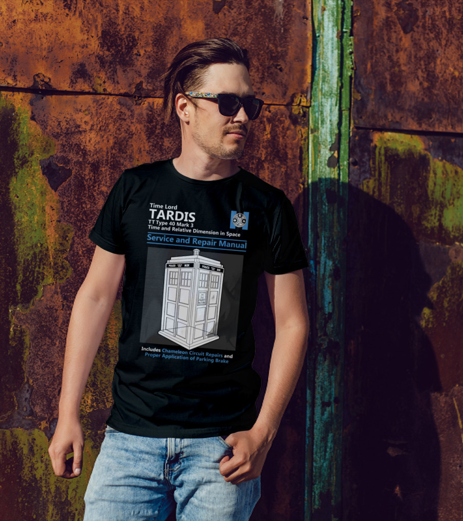 Time Lord Tardis TT Type 40 Mark 3 Service And Repair Manual Includes Chameleon Circuit Repairs And Proper Application Of Parking Brake T-Shirt